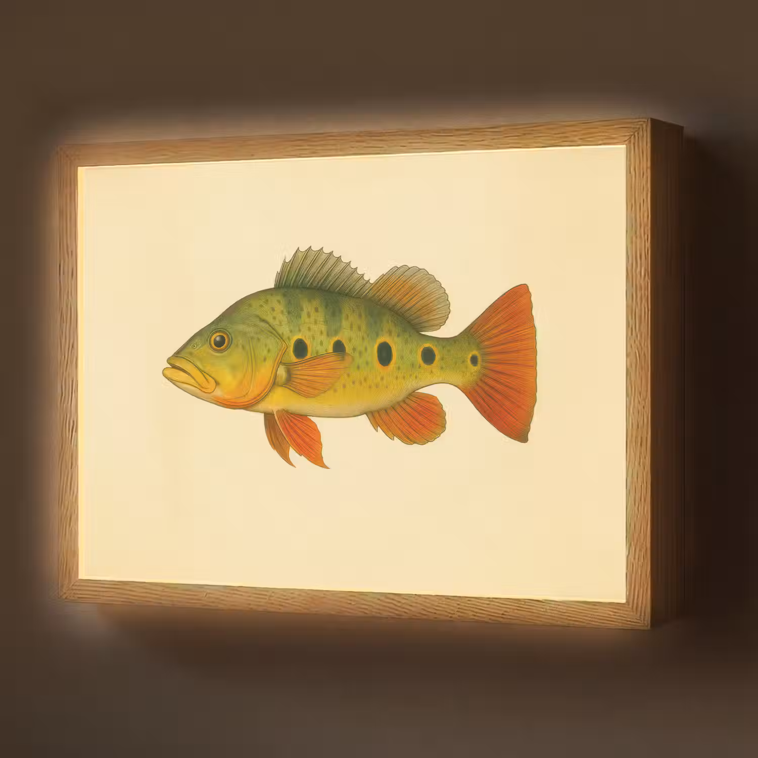 Schubben - Vis - Groen - Illustratie Light Box met batterij (Wandlamp) middel -z3d_website