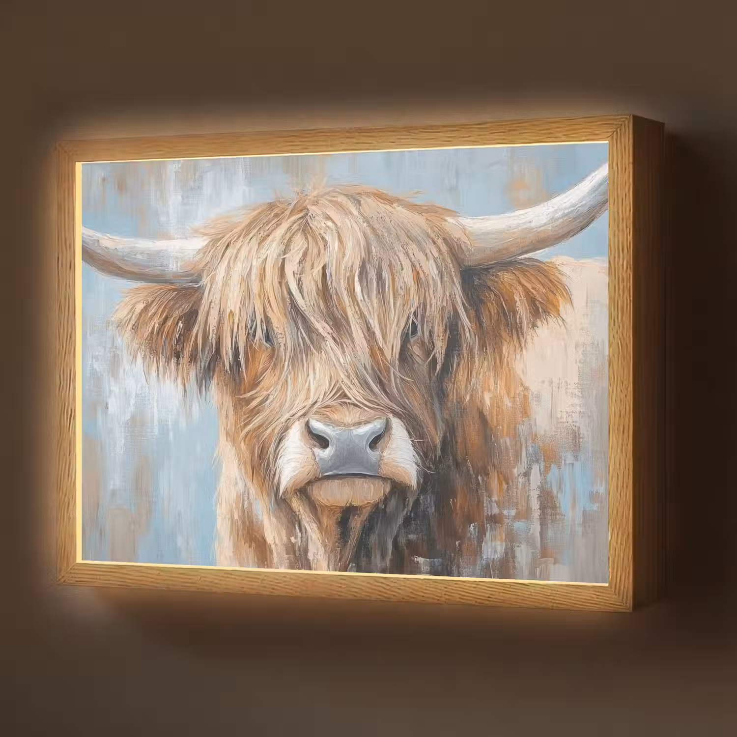 Schotse hooglander - Dieren - Koe - Street art Light Box met batterij (Wandlamp) middel -z3d_website