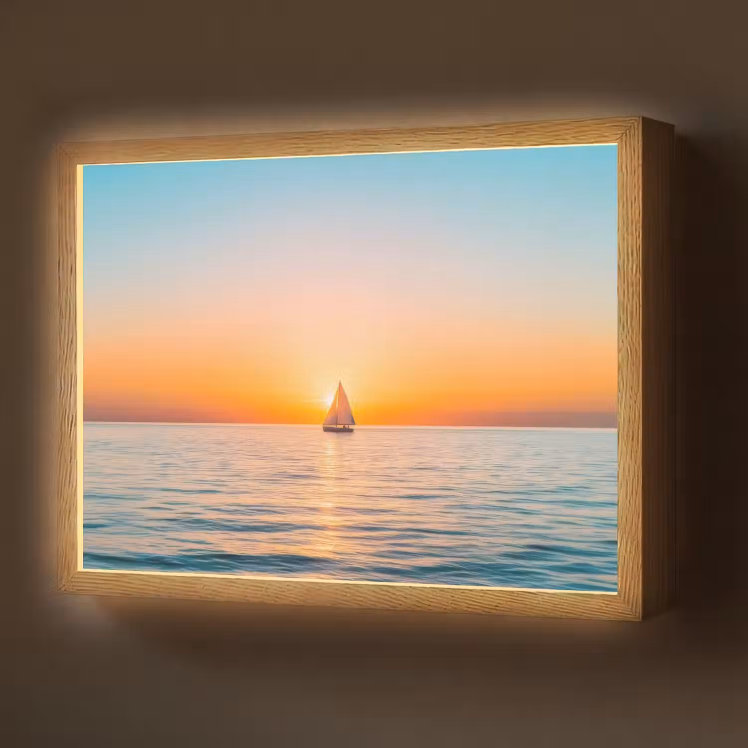 Zee - Zeilboot - Zonsondergang Light Box met batterij (Wandlamp) middel -z3d_website