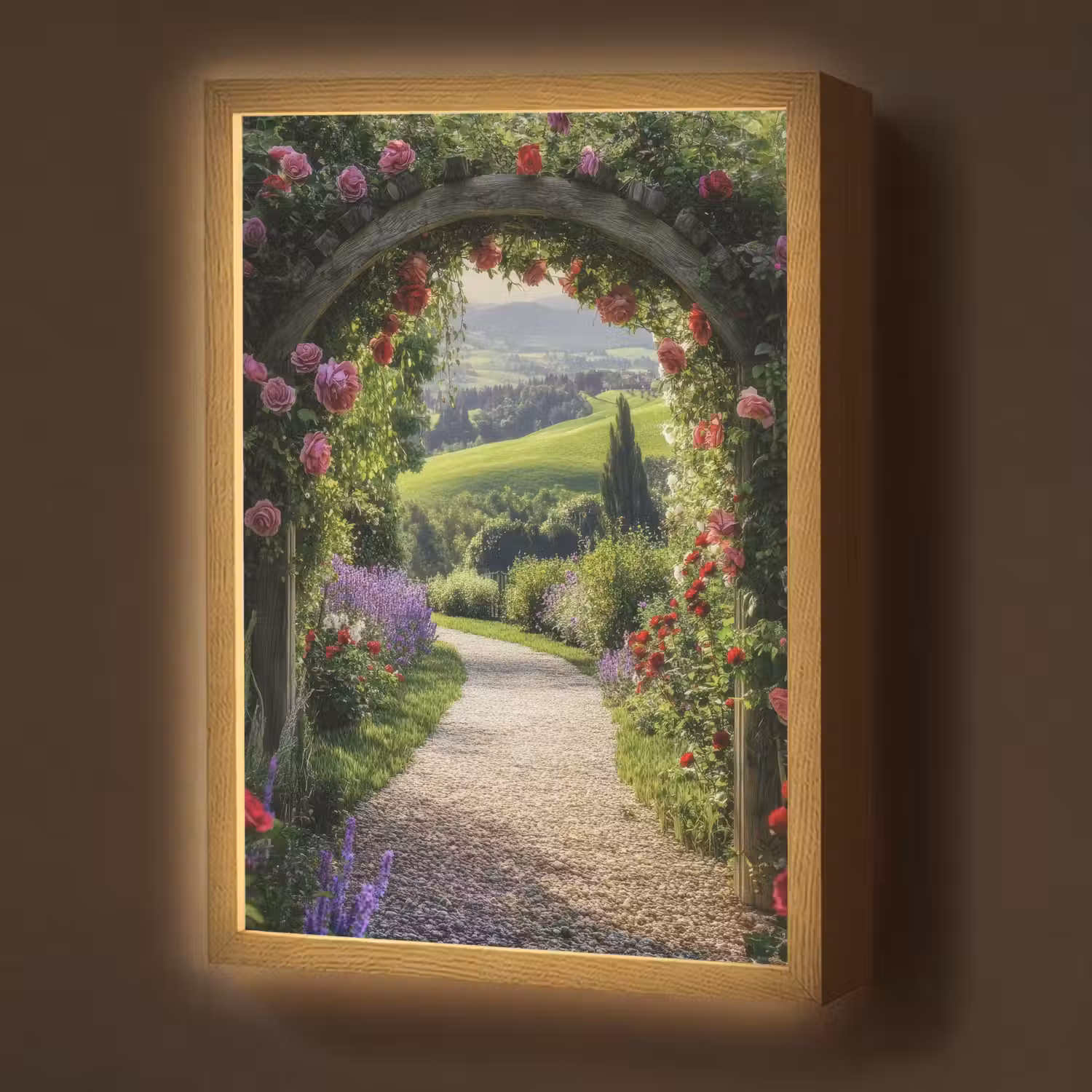 Doorkijk - Tuinboog - Bloemen - Natuur - Pad Light Box met batterij (Wandlamp) middel -z3d_website
