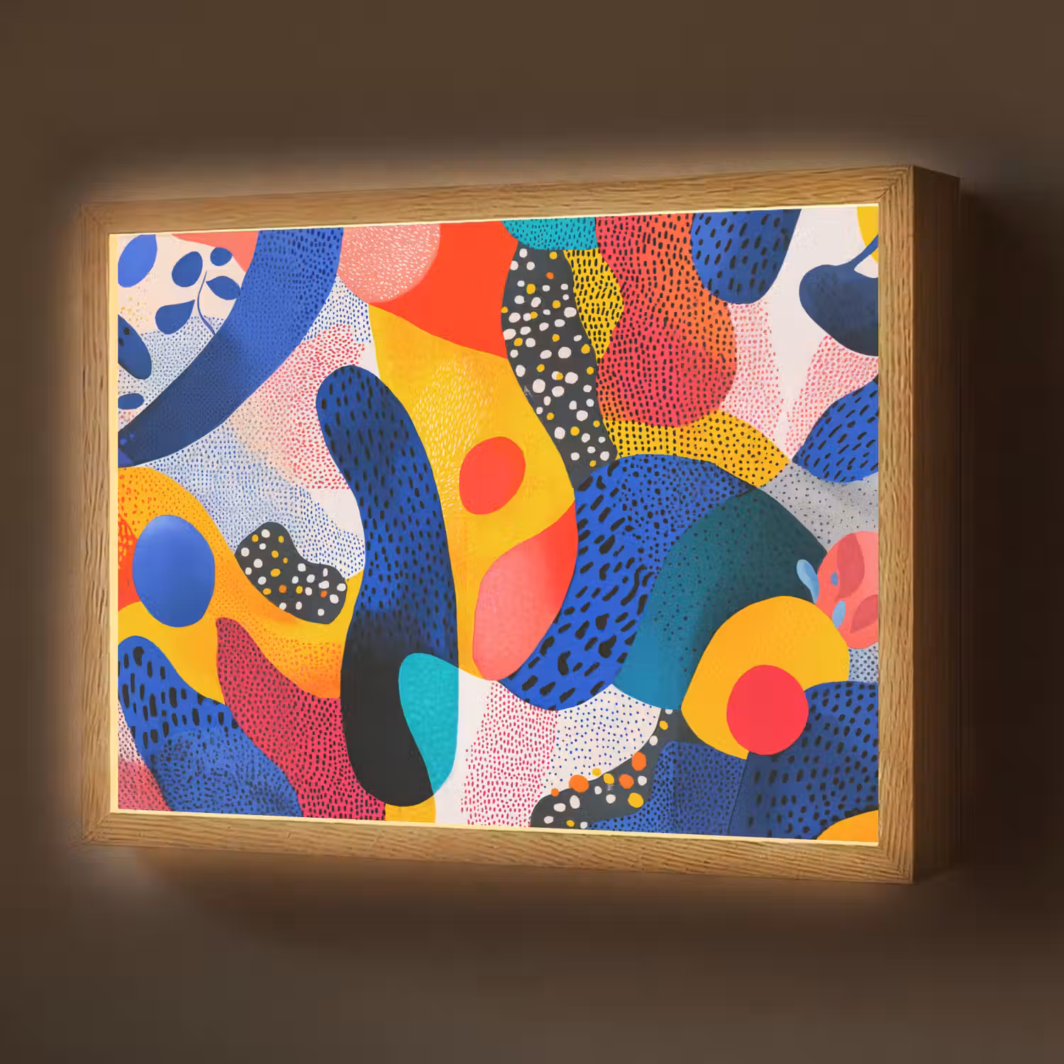 Vormen - Abstract - Stippels - Blauw Light Box met batterij (Wandlamp) middel -z3d_website