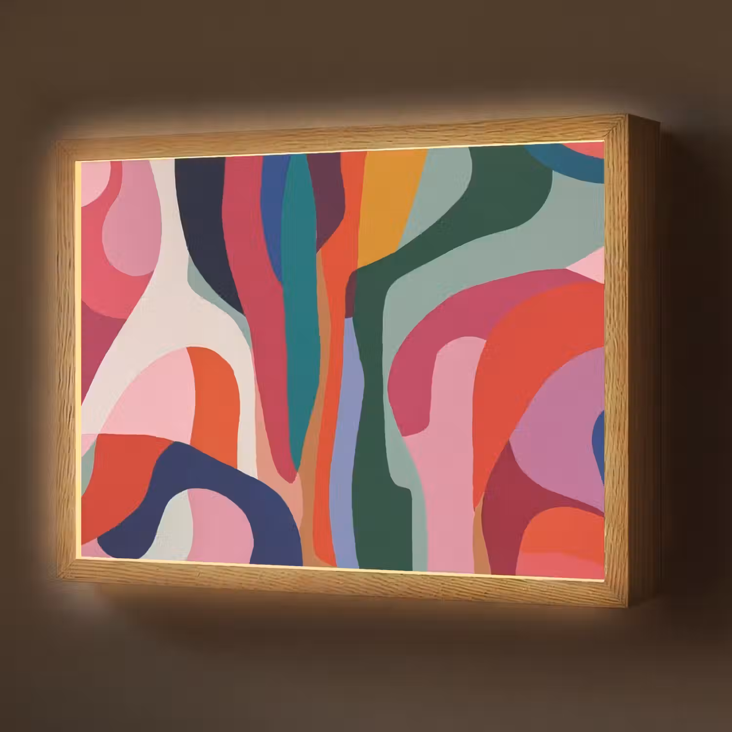 Vormen - Bochten - Kleurrijk - Abstract Light Box met batterij (Wandlamp) middel -z3d_website
