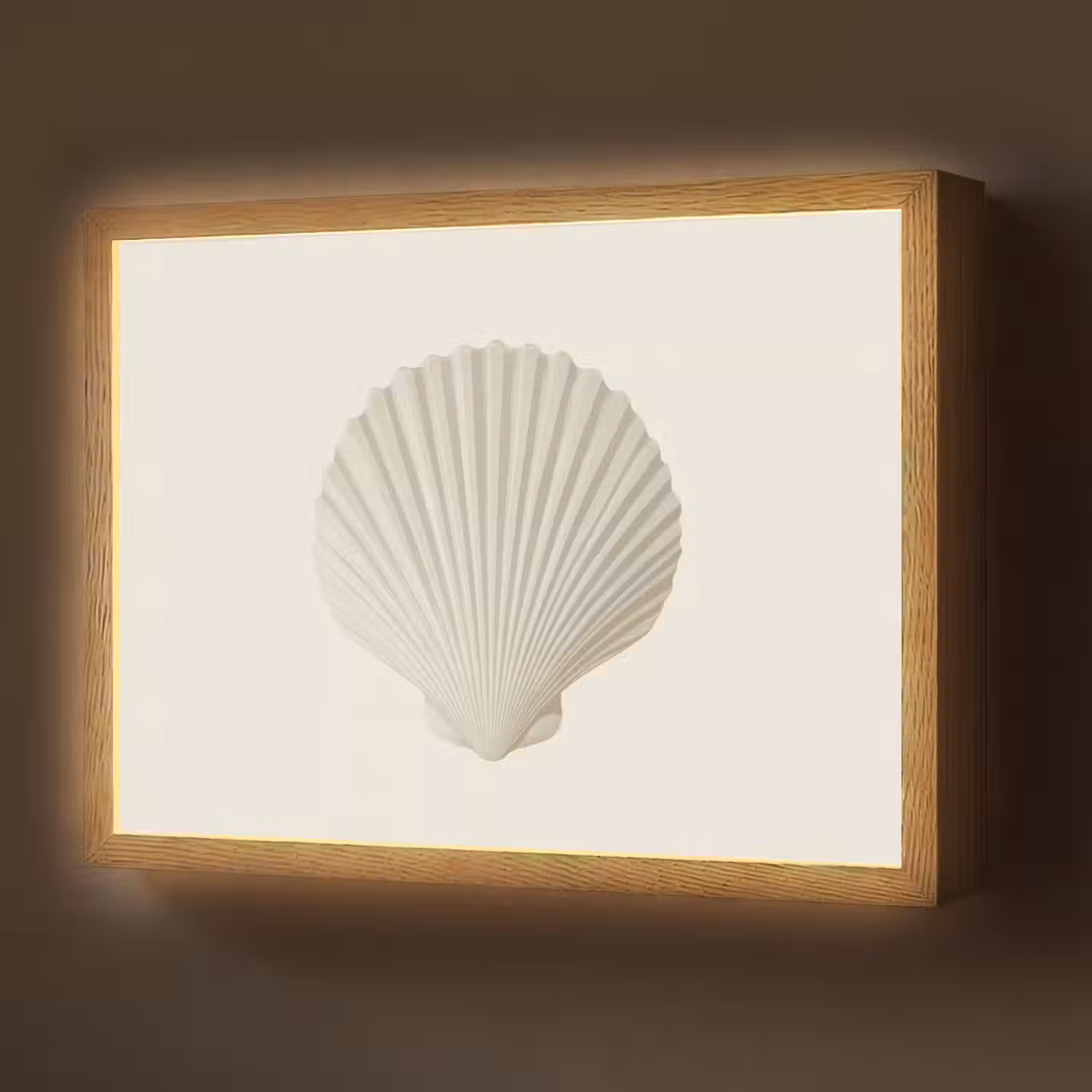 Schelp - Minimalistisch - Wit Light Box met batterij (Wandlamp) middel -z3d_website
