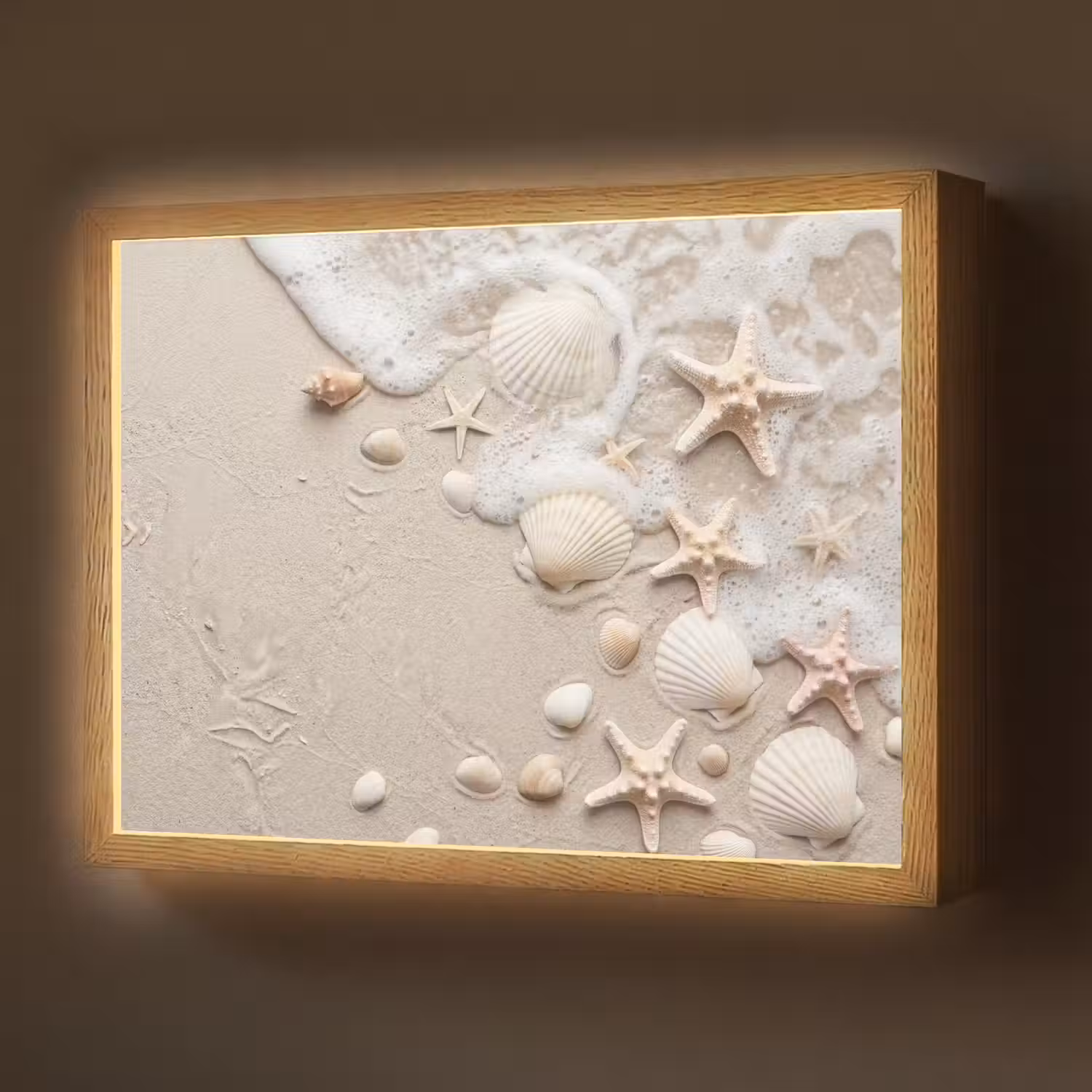 Schelpen - Zeesterren - Strand Light Box met batterij (Wandlamp) middel -z3d_website
