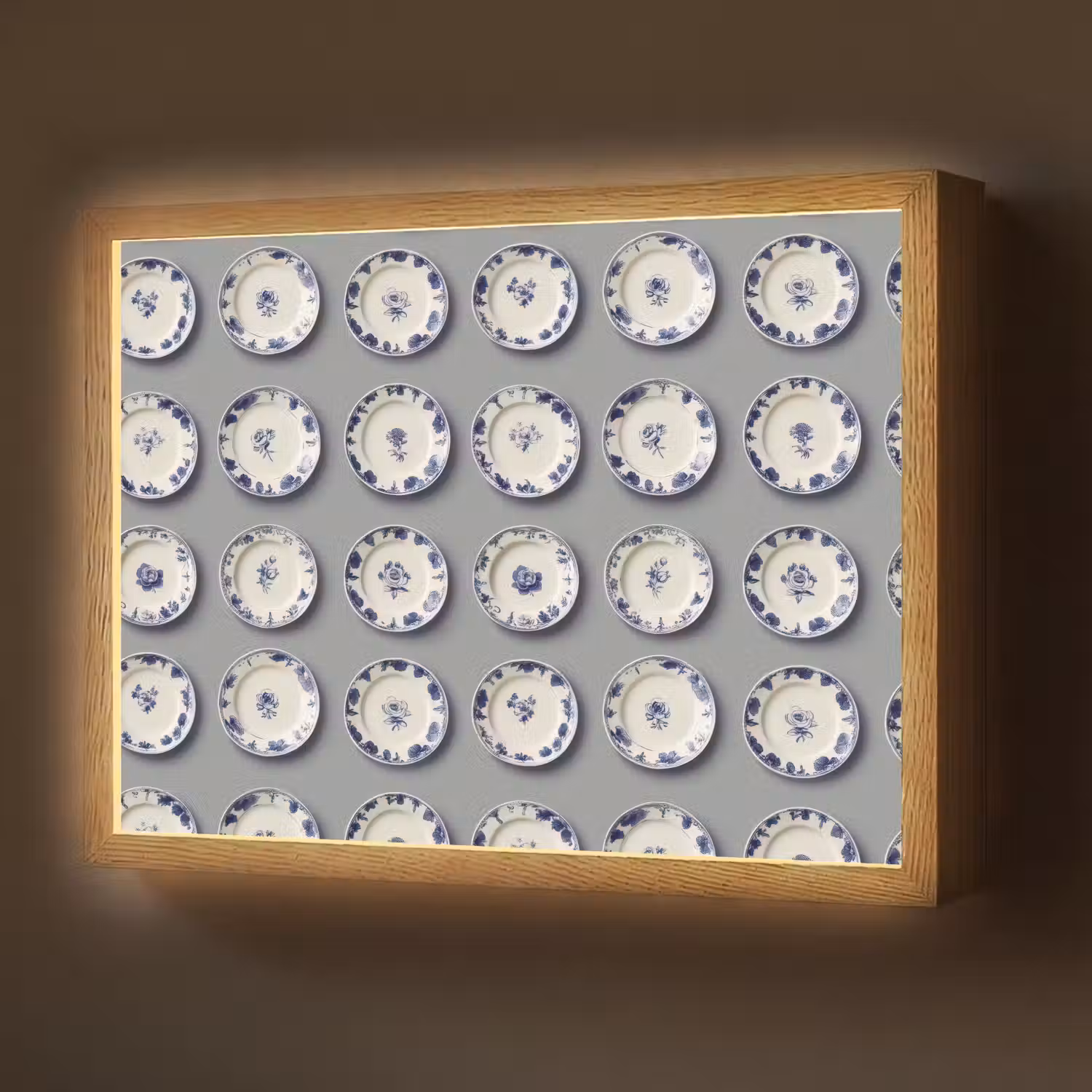 Borden - Bloemen - Blauw - Wit Light Box met batterij (Wandlamp) middel 907 -z3d_website