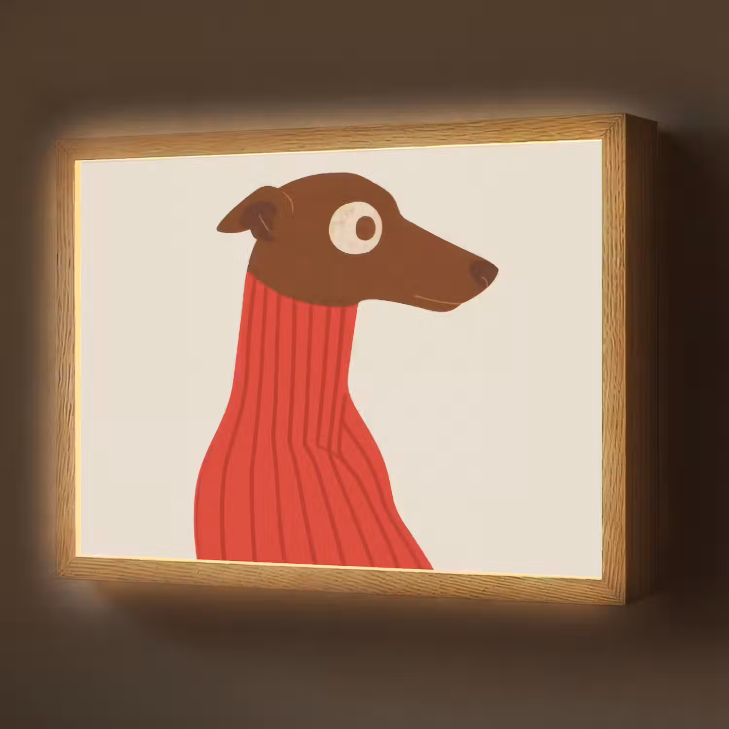 Silhouet - Hond - Trui - Rood Light Box met batterij (Wandlamp) middel -z3d_website