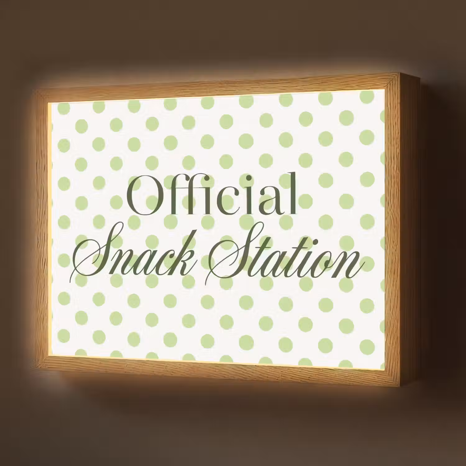 Snack Station - Groen - Stippen Light Box met batterij (Wandlamp) middel -z3d_website