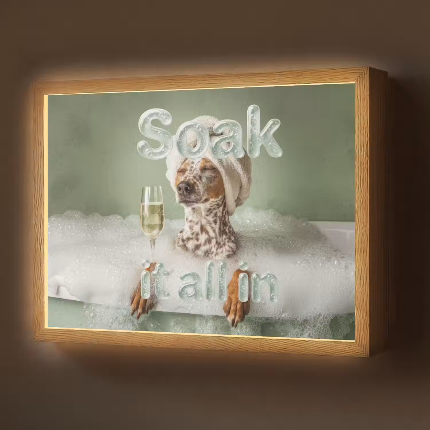 Soak it all in - Hond - Bad Light Box met batterij (Wandlamp) middel -z3d_website
