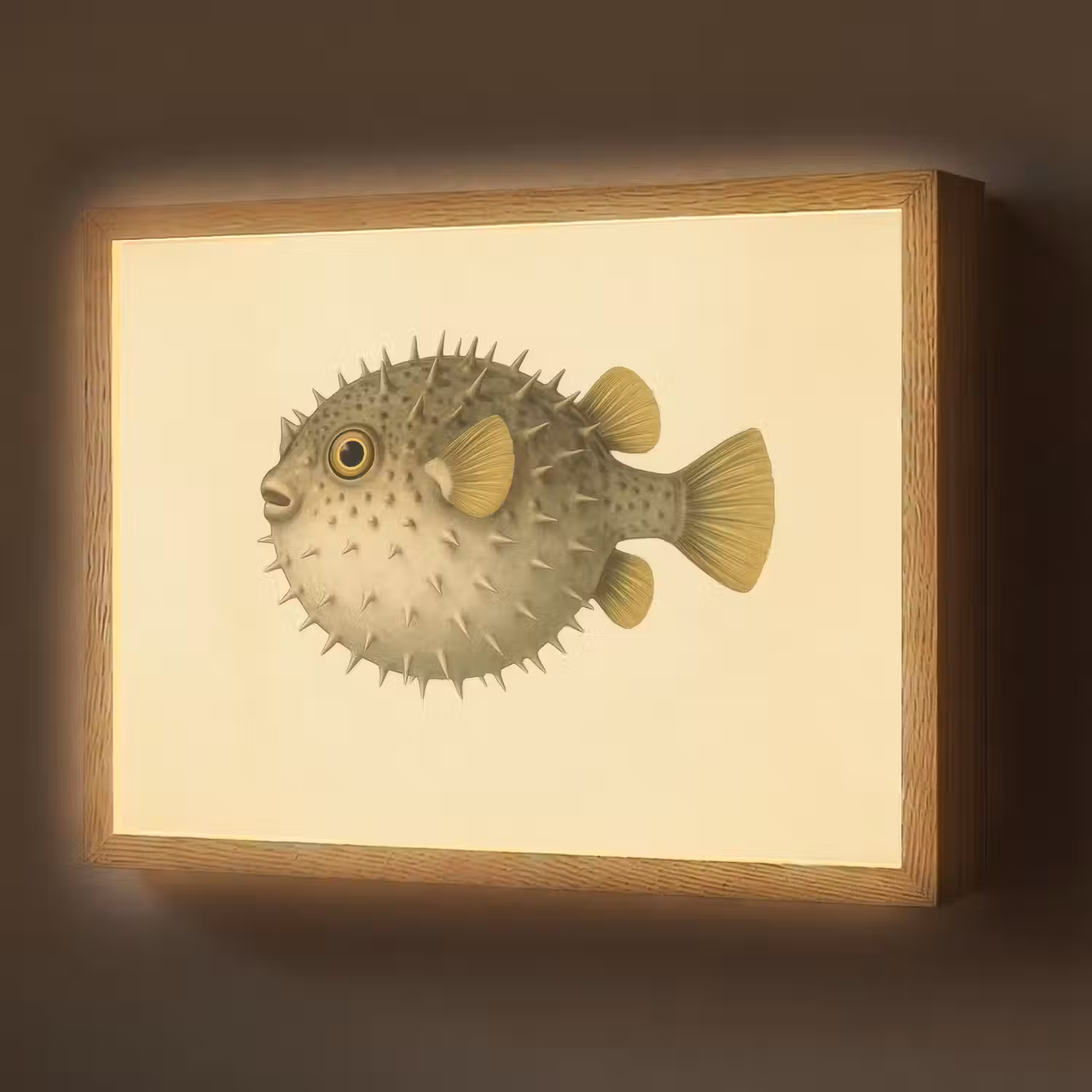 Stekels - Vis - Opgeblazen - Bruin Light Box met batterij (Wandlamp) middel -z3d_website
