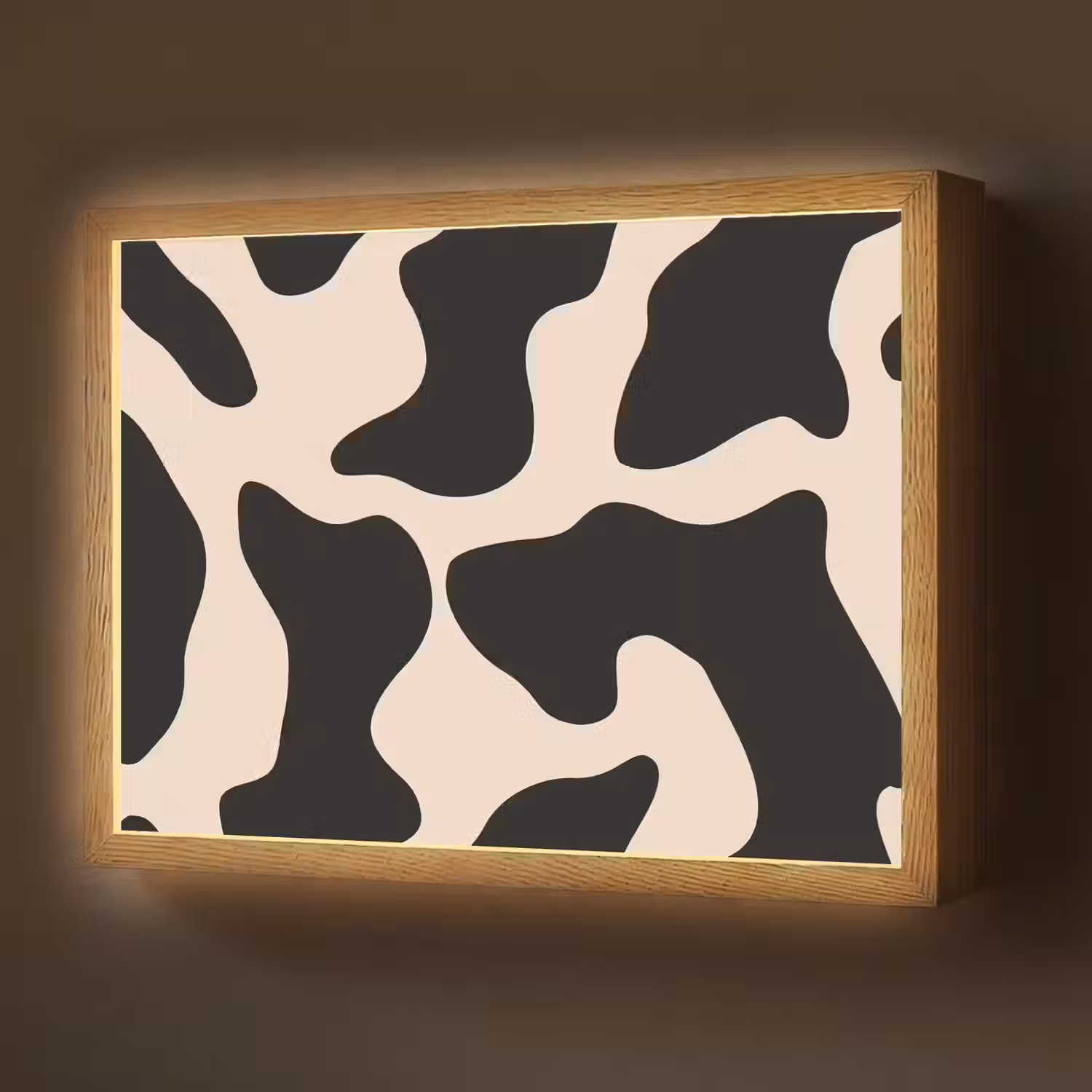 Vlekkenpatroon - Koe - Beige Light Box met batterij (Wandlamp) middel -z3d_website