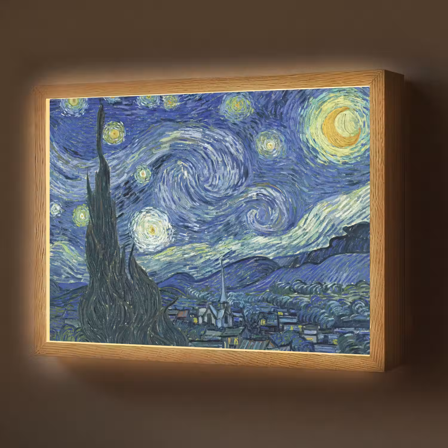 Sterrennacht - Schilderij - Oude meesters - Vincent van Gogh Light Box met batterij (Wandlamp) middel -z3d_website