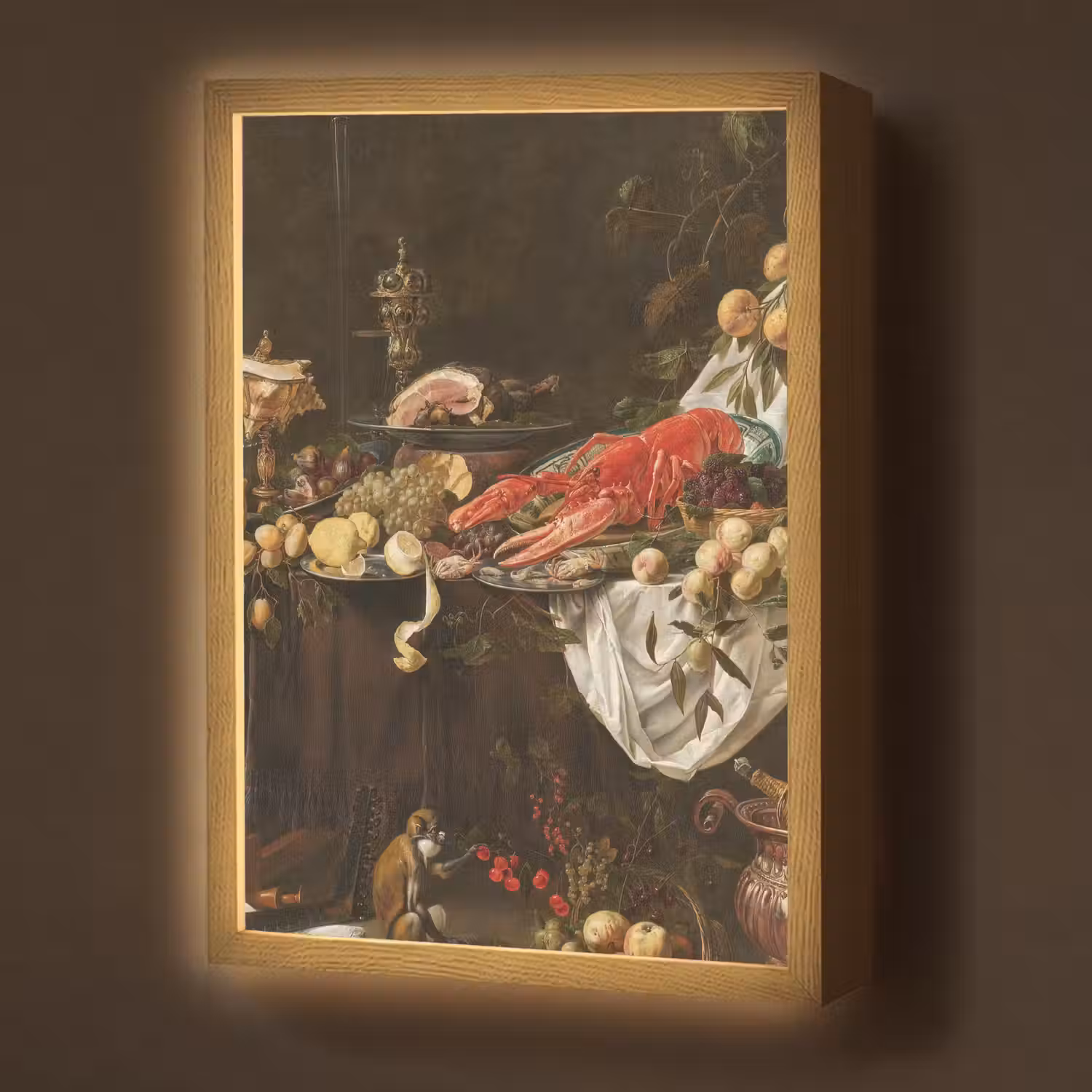 Pronkstilleven - Adriaen van Utrecht - Olieverf Light Box met batterij (Wandlamp) middel -z3d_website