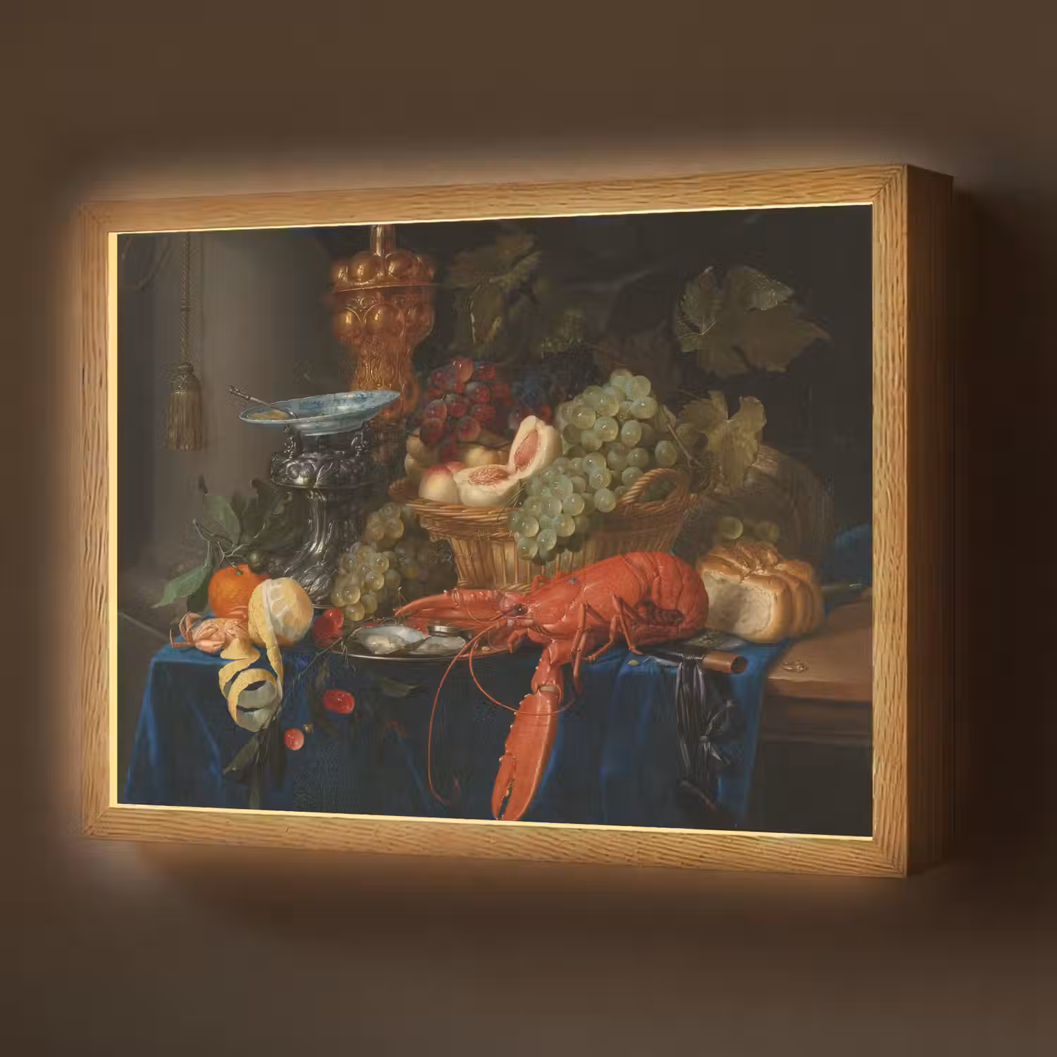 Stilleven met een gouden bokaal - Schilderij - Oude meesters Light Box met batterij (Wandlamp) middel -z3d_website