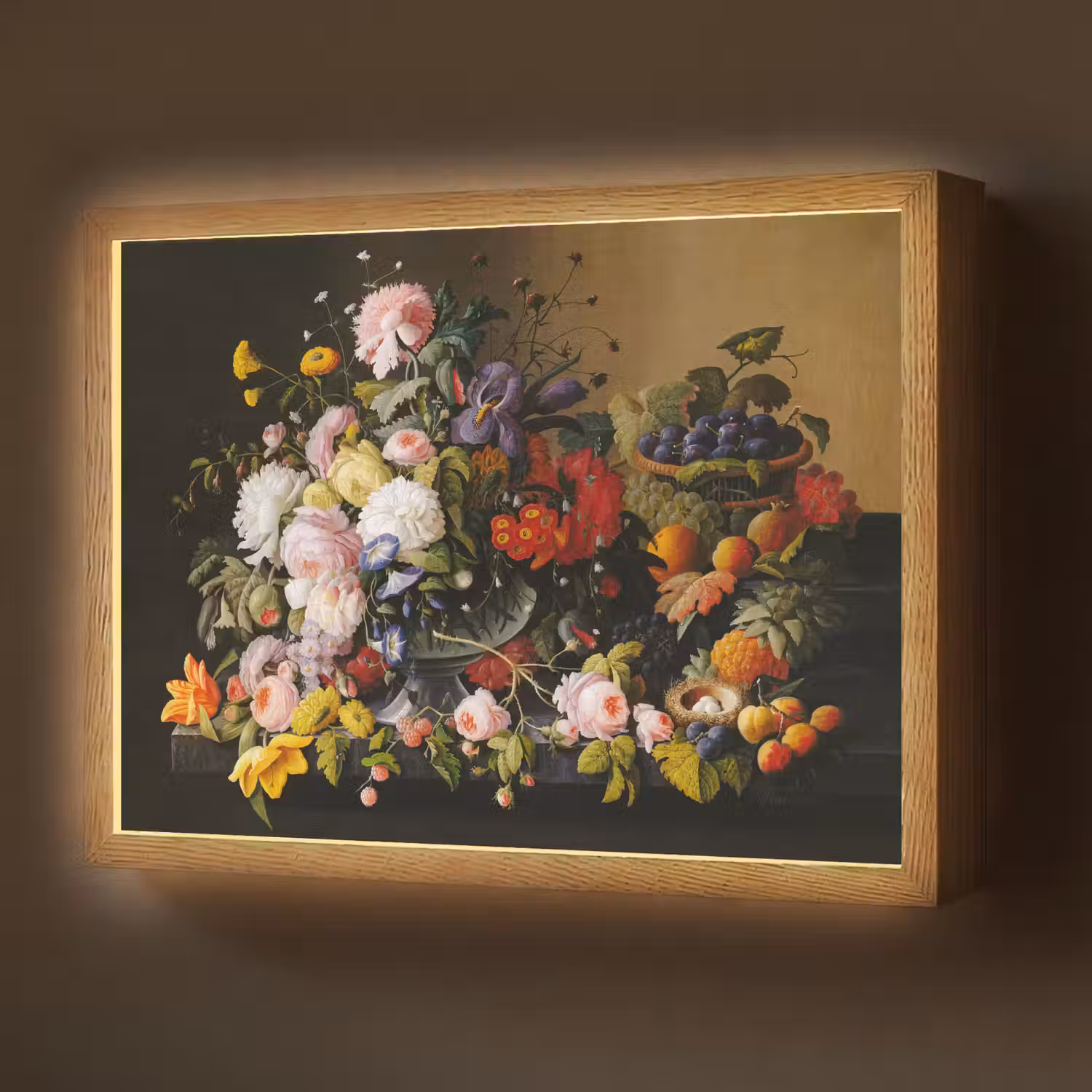Stilleven met bloemen en fruit - Kunstwerk - Oude meesters Light Box met batterij (Wandlamp) middel -z3d_website