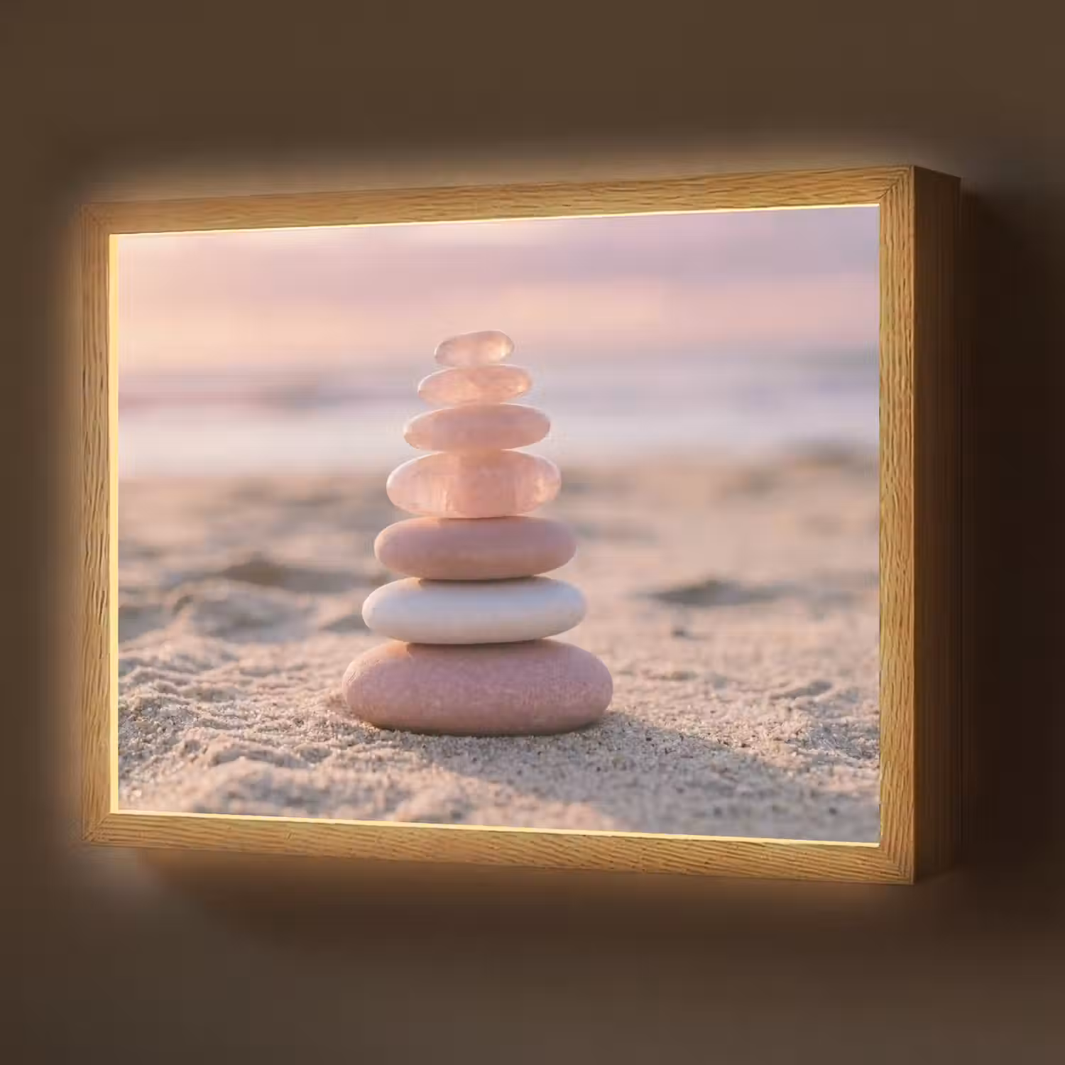 Stenen - Zand - Roze Light Box met batterij (Wandlamp) middel -z3d_website