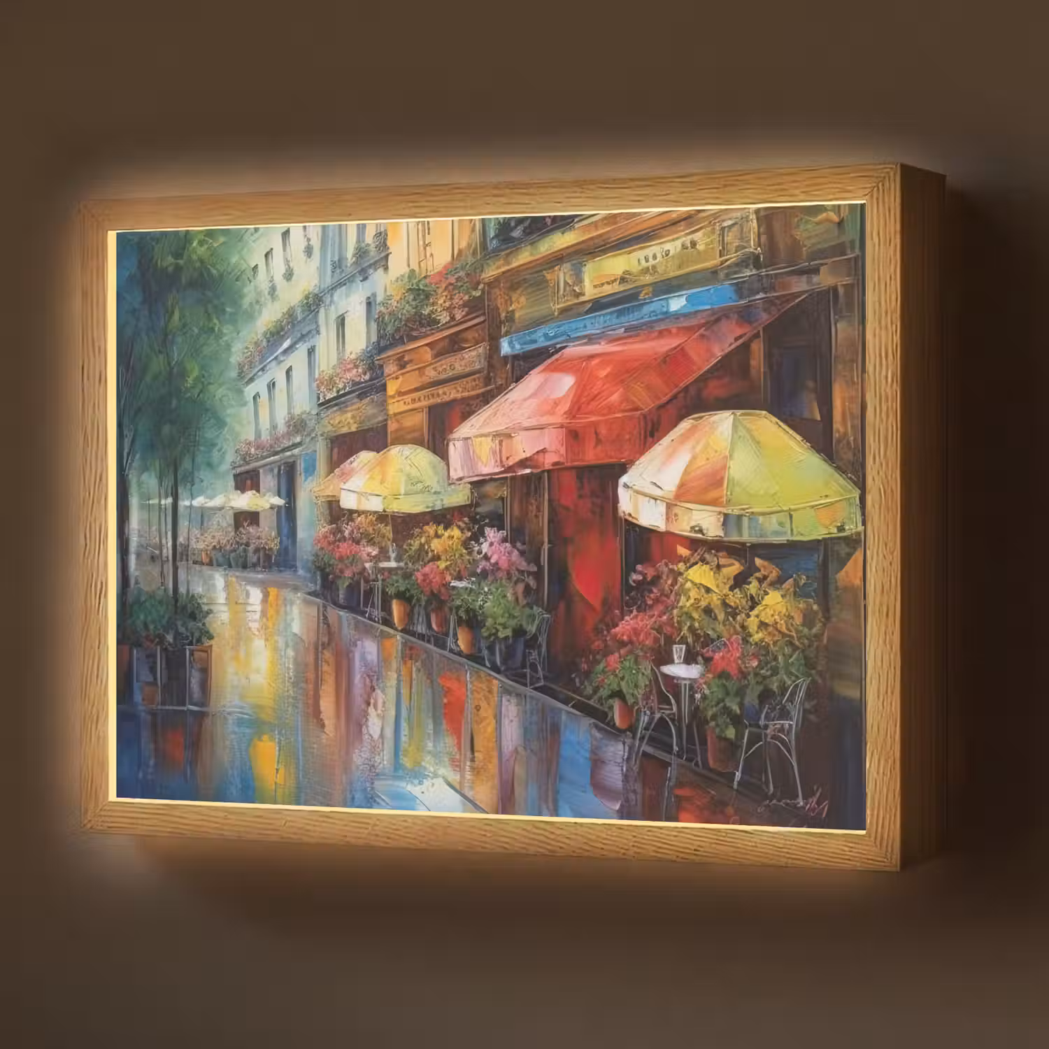 Straat - Olieverf - Kleurrijk - Stad Light Box met batterij (Wandlamp) middel -z3d_website