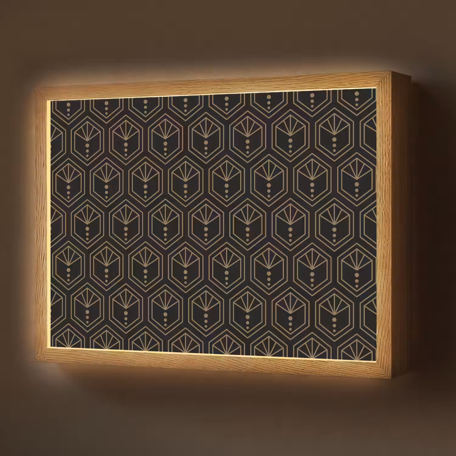Zonnestraal - Zwart - Goud - Stippen Light Box met batterij (Wandlamp) middel 907 -z3d_website