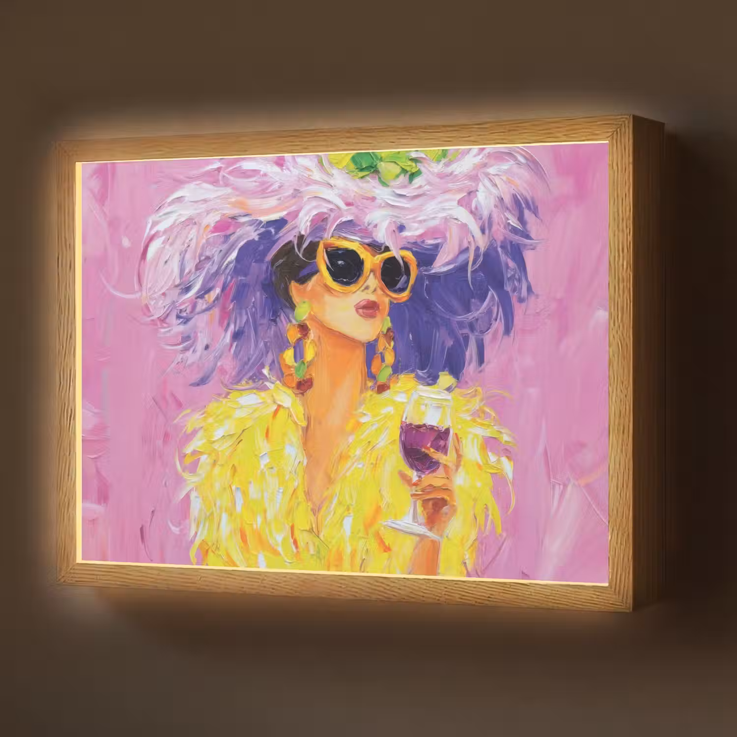 Zonnebril - Vrouw - Jas - Veren Light Box met batterij (Wandlamp) middel -z3d_website