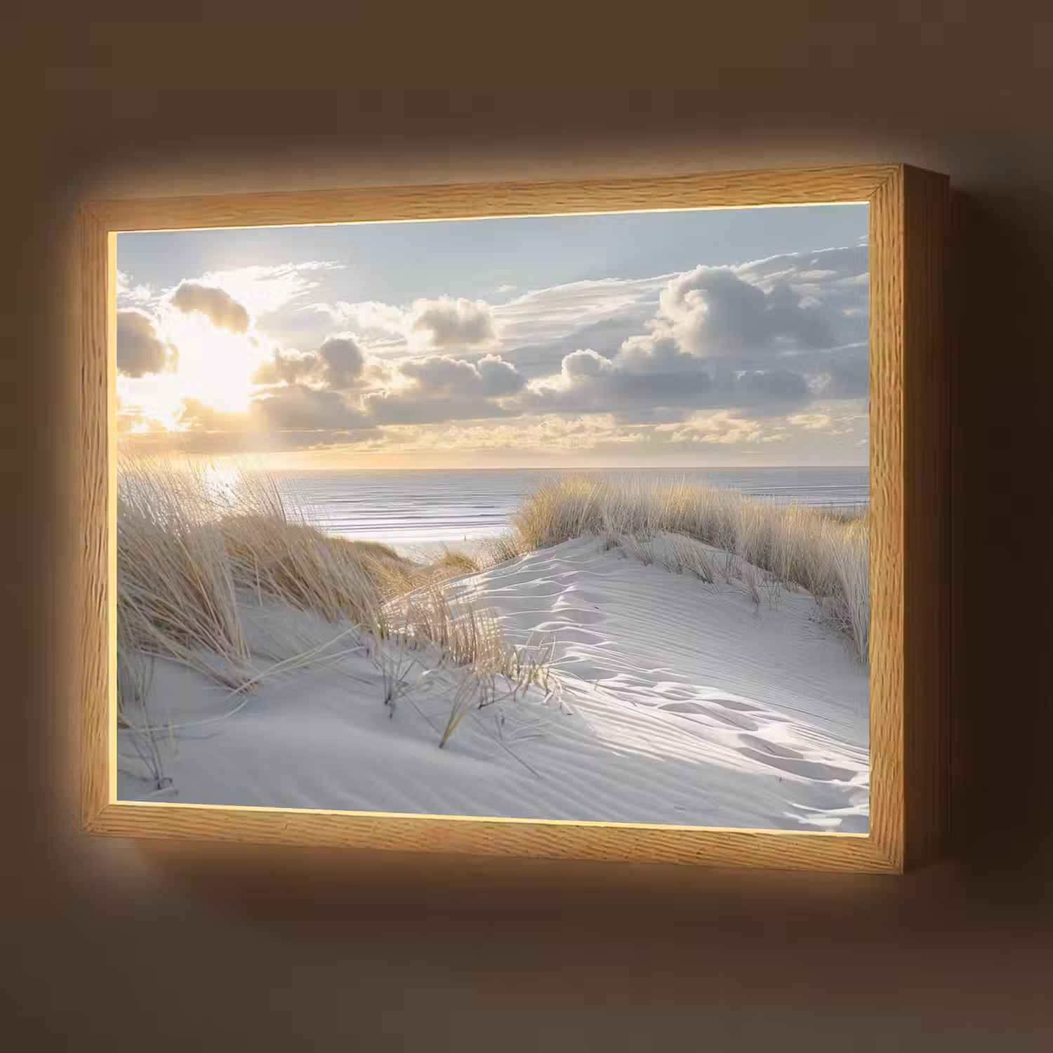 Zonsondergang - Duinen - Planten - Natuur - Strand Light Box met batterij (Wandlamp) middel -z3d_website