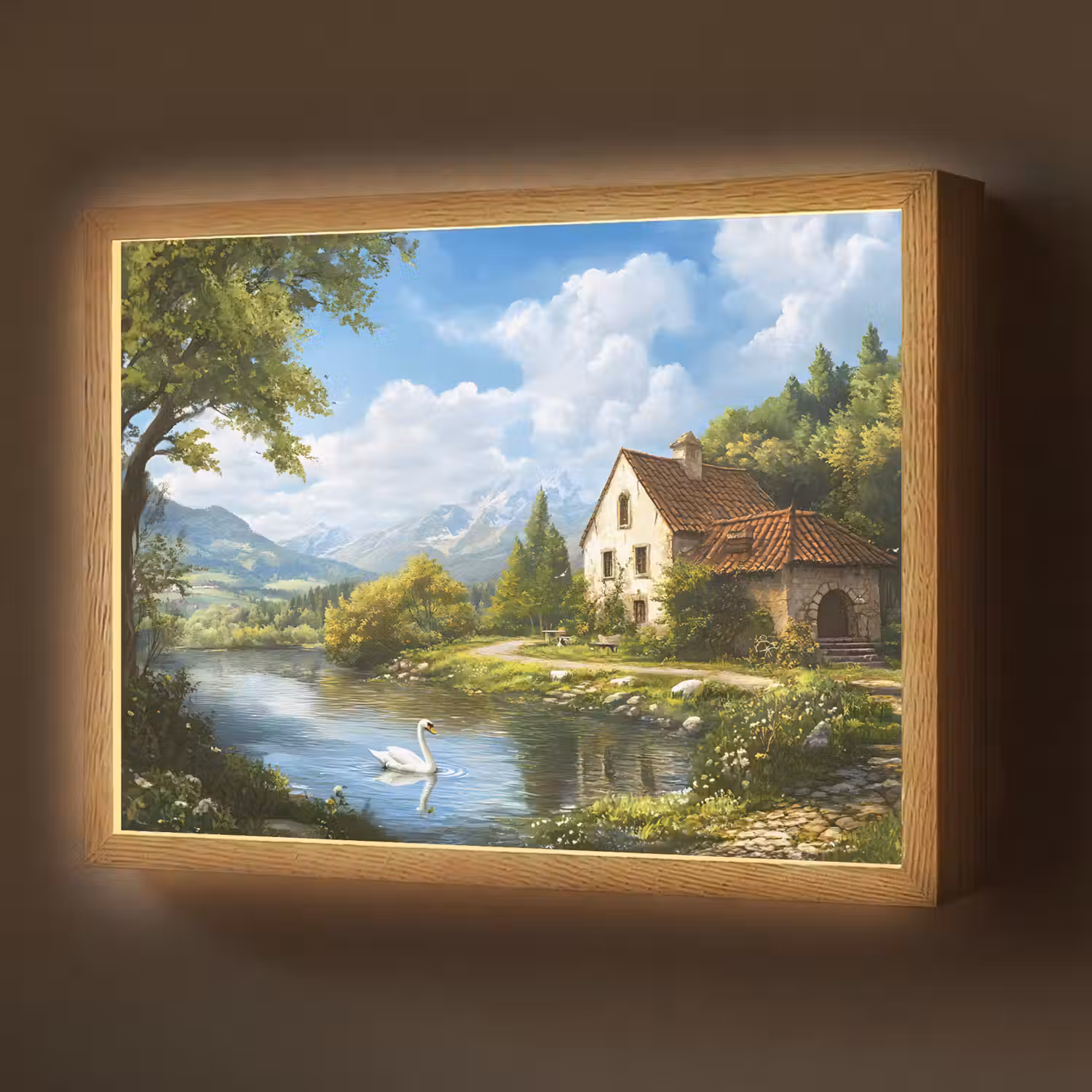 Zwaan - Bomen - Rust Light Box met batterij (Wandlamp) middel -z3d_website