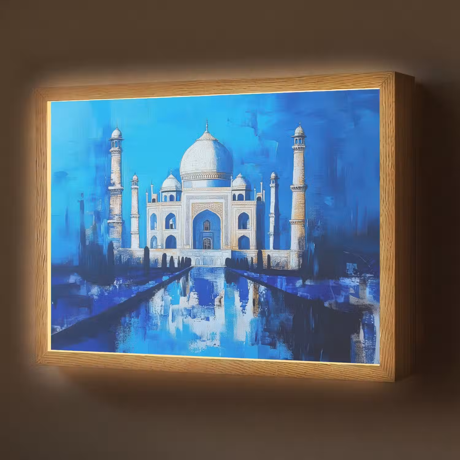 Taj Mahal - Ramadan - Blauw - Islamitische Light Box met batterij (Wandlamp) middel -z3d_website
