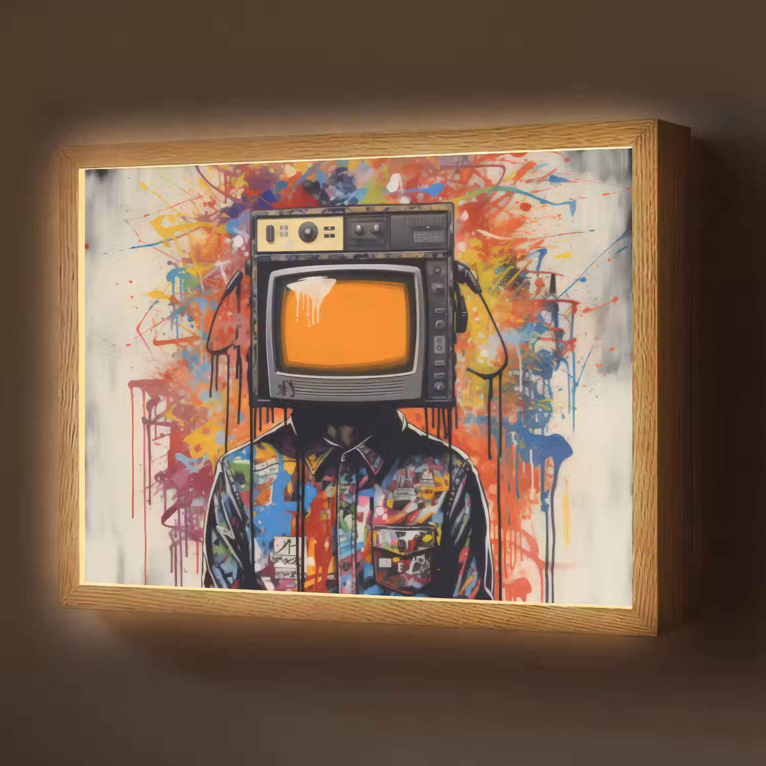 Televisie - Graffiti - Mens - Kleuren Light Box met batterij (Wandlamp) middel -z3d_website