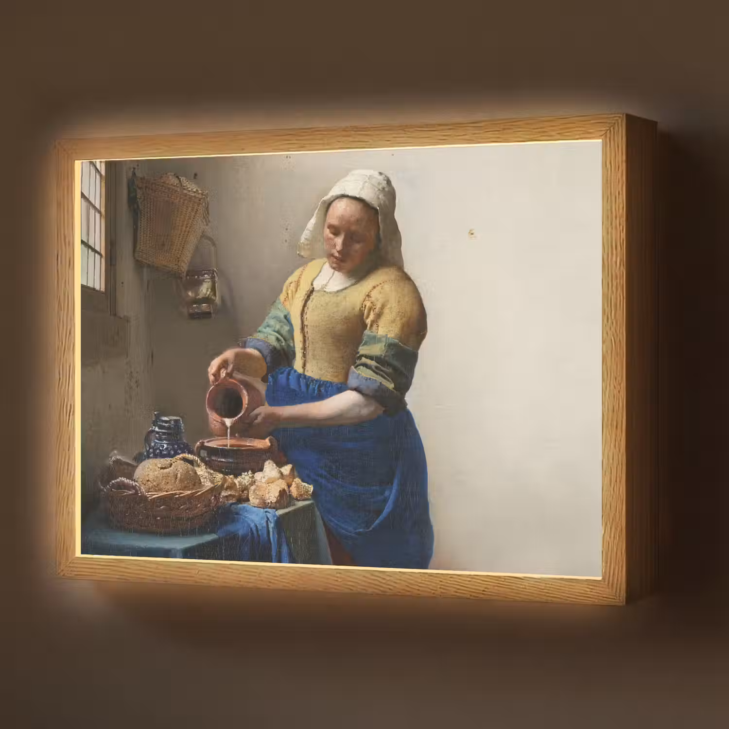 Het melkmeisje - Kunst - Oude meesters - Vermeer Light Box met batterij (Wandlamp) middel -z3d_website