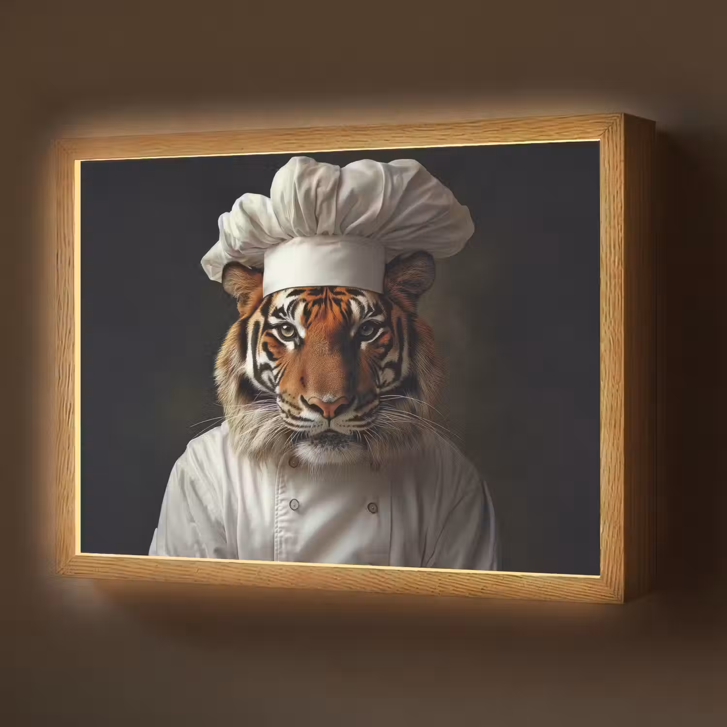 Tijger - Kokskleding - Bruin Light Box met batterij (Wandlamp) middel -z3d_website