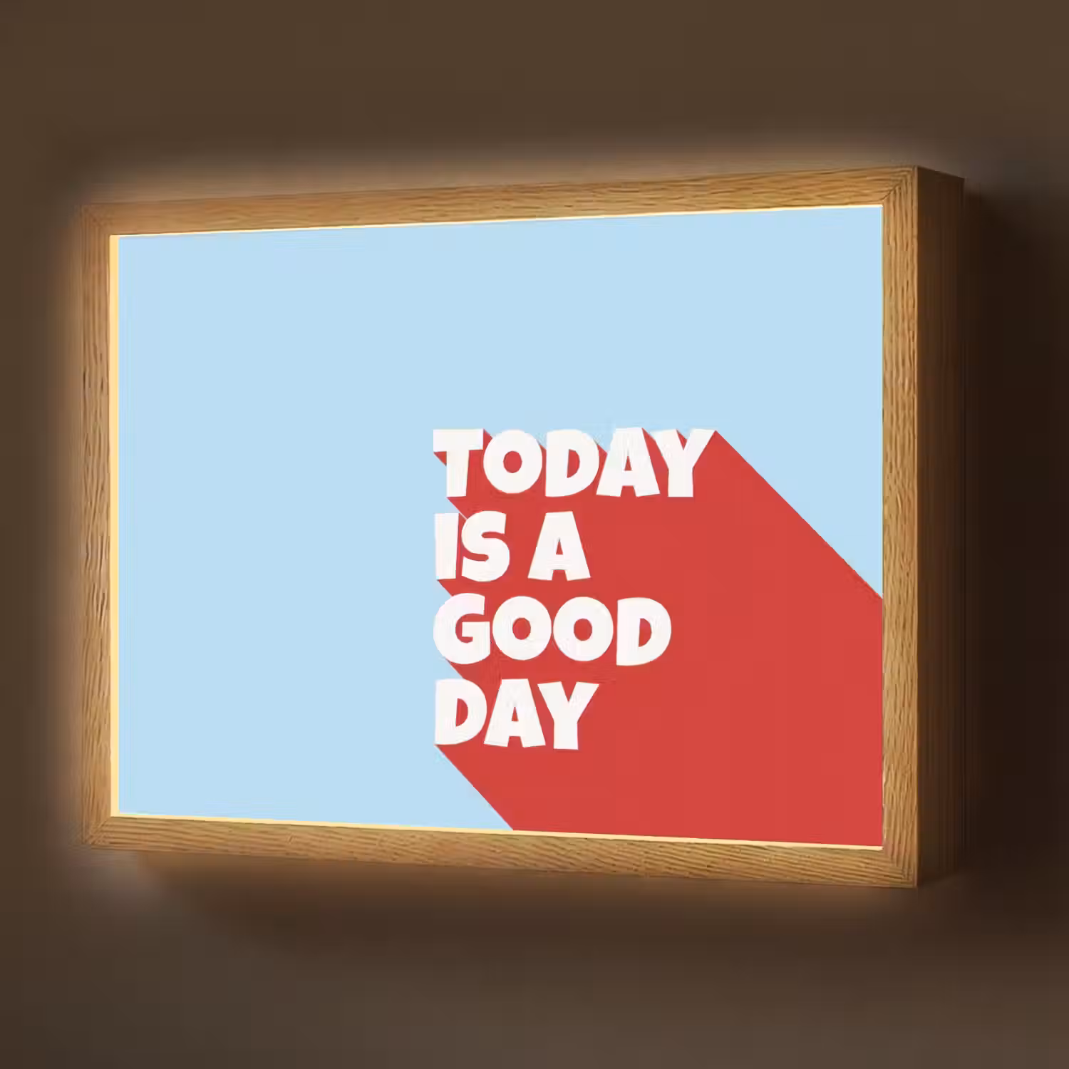 Today is a good day - Rood - lichtblauw Light Box met batterij (Wandlamp) middel -z3d_website