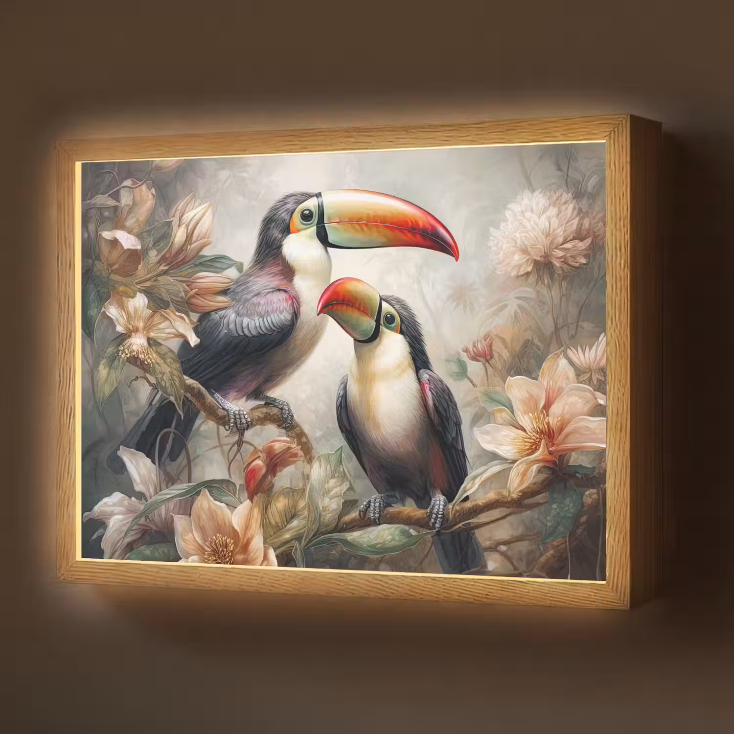 Toekan - Vogels - Bloemen - Jungle Light Box met batterij (Wandlamp) middel -z3d_website