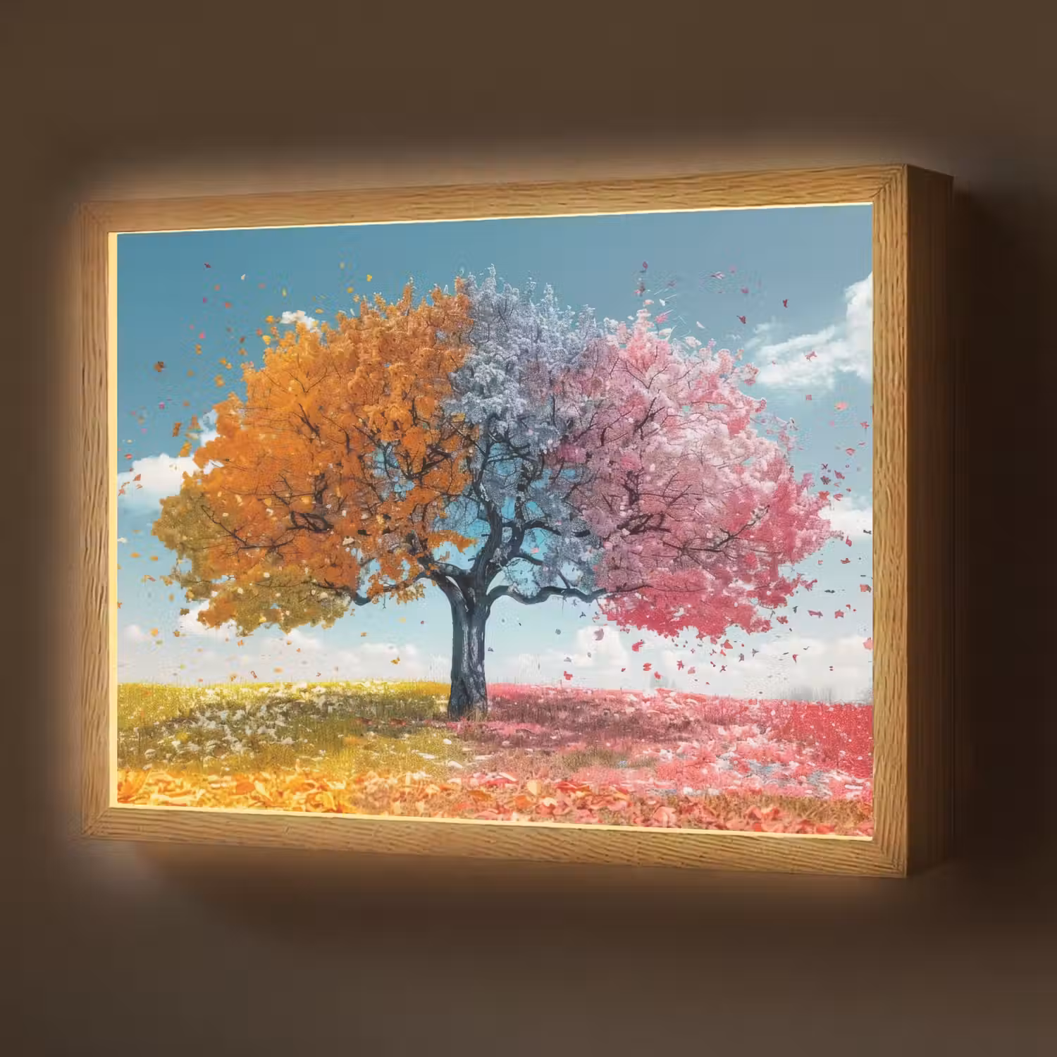 Boom - Kleurrijk - Natuur - Levensboom Light Box met batterij (Wandlamp) middel -z3d_website