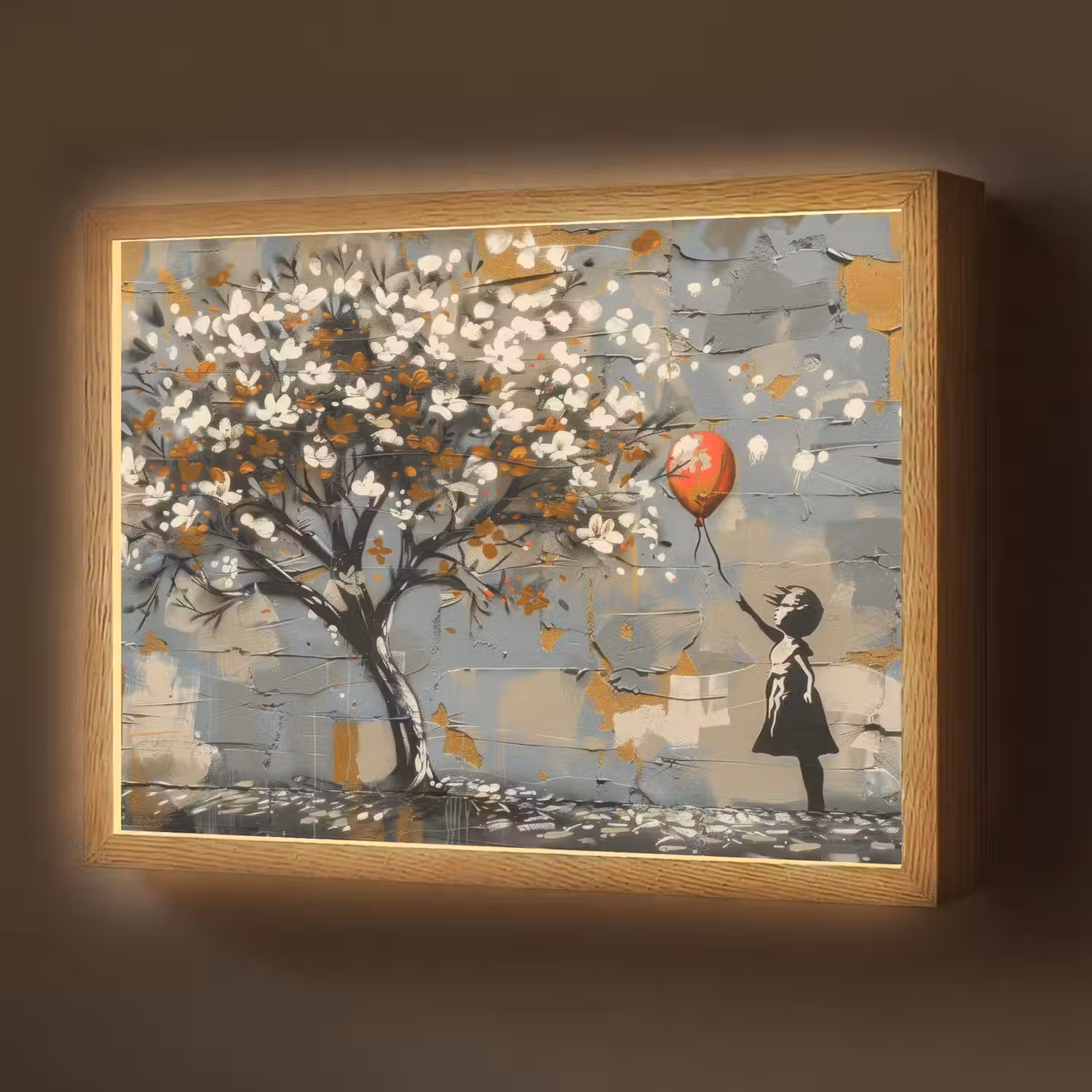 Boom - Graffiti - Banksy Style - Balloon Girl Light Box met batterij (Wandlamp) middel -z3d_website