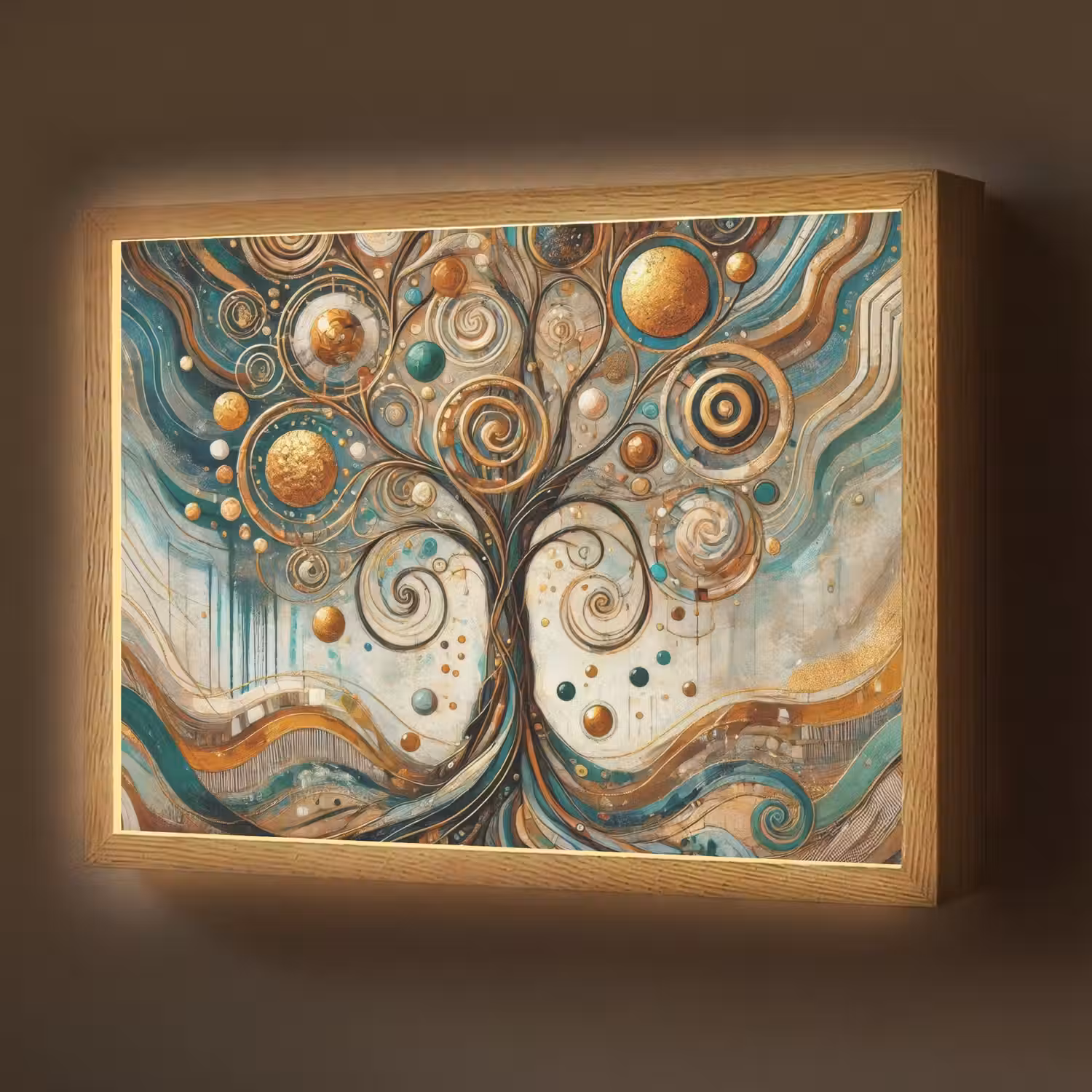Levensboom - Boom - Abstract - Modern Light Box met batterij (Wandlamp) middel -z3d_website