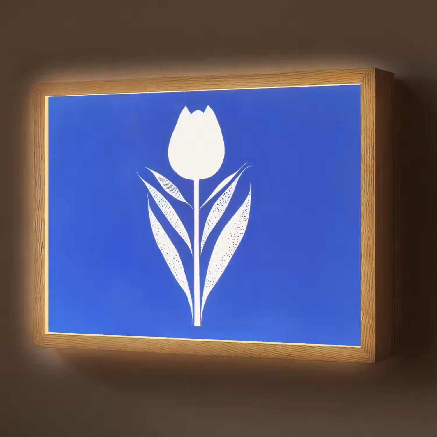 Tulp - Minimalistisch - Bladeren - Wit Light Box met batterij (Wandlamp) middel -z3d_website