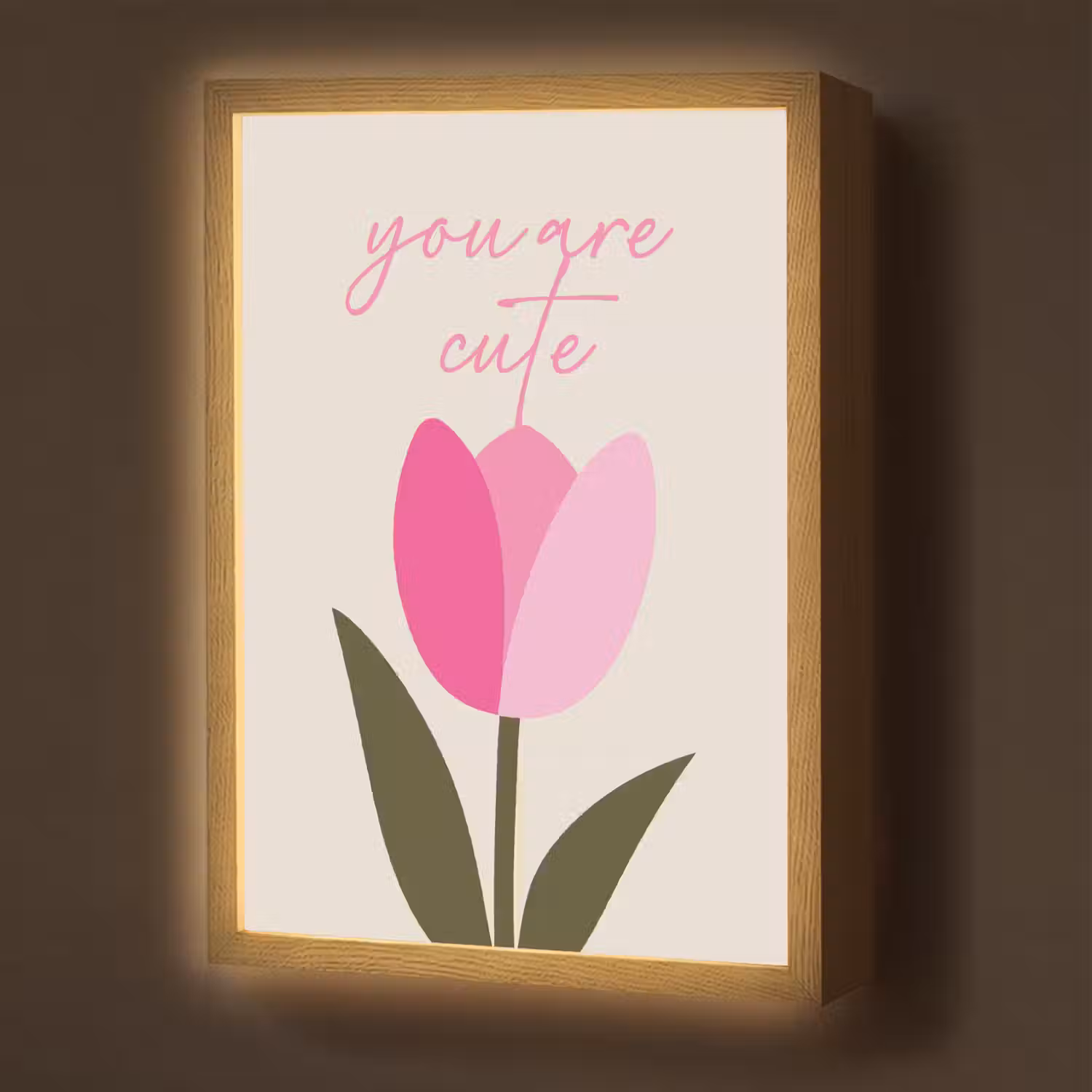 Tulp - Roze - Valentijn - Bloem Light Box met batterij (Wandlamp) middel -z3d_website