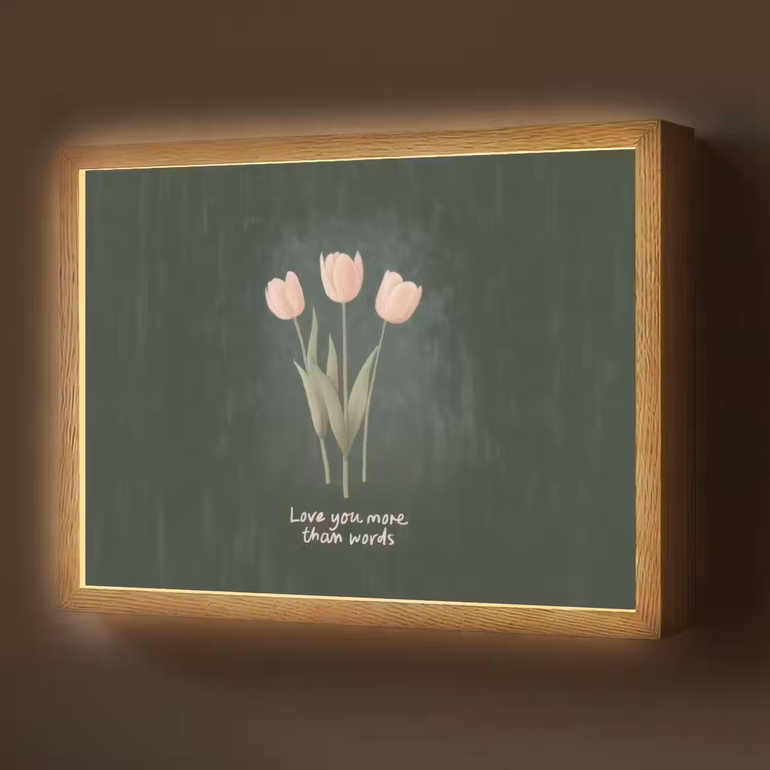 Tulpen - Roze - Tekst - Love Light Box met batterij (Wandlamp) middel -z3d_website