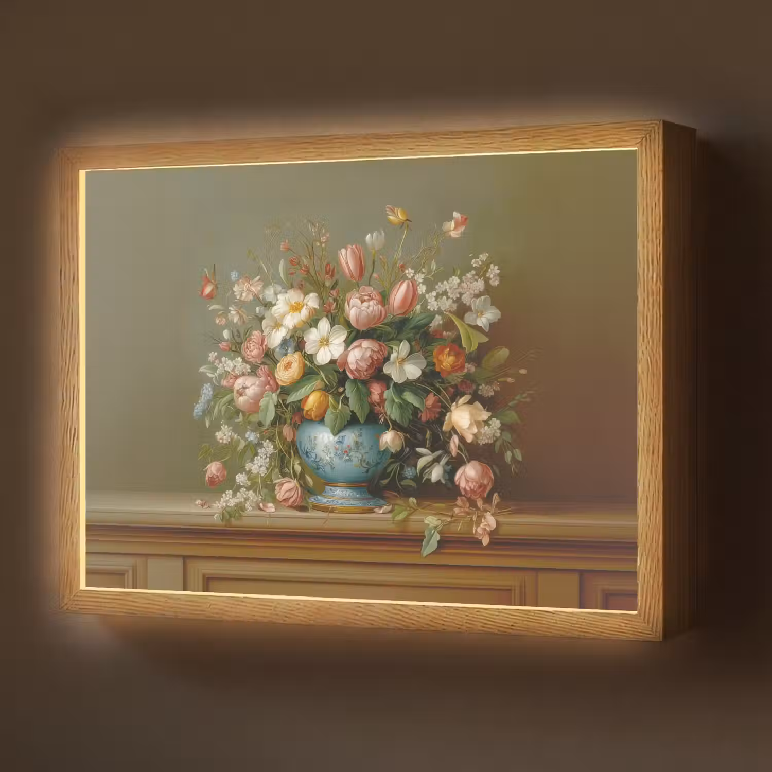 Vaas - Pastel - Kleuren - Bloemen Light Box met batterij (Wandlamp) middel -z3d_website