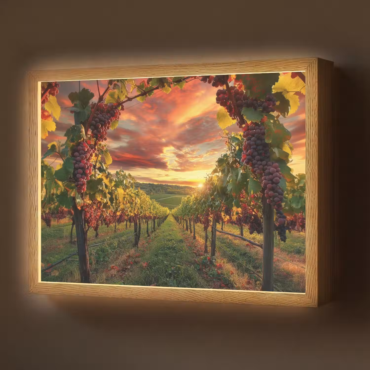 Wijngaard - Druiven - Zonsondergang Light Box met batterij (Wandlamp) middel -z3d_website