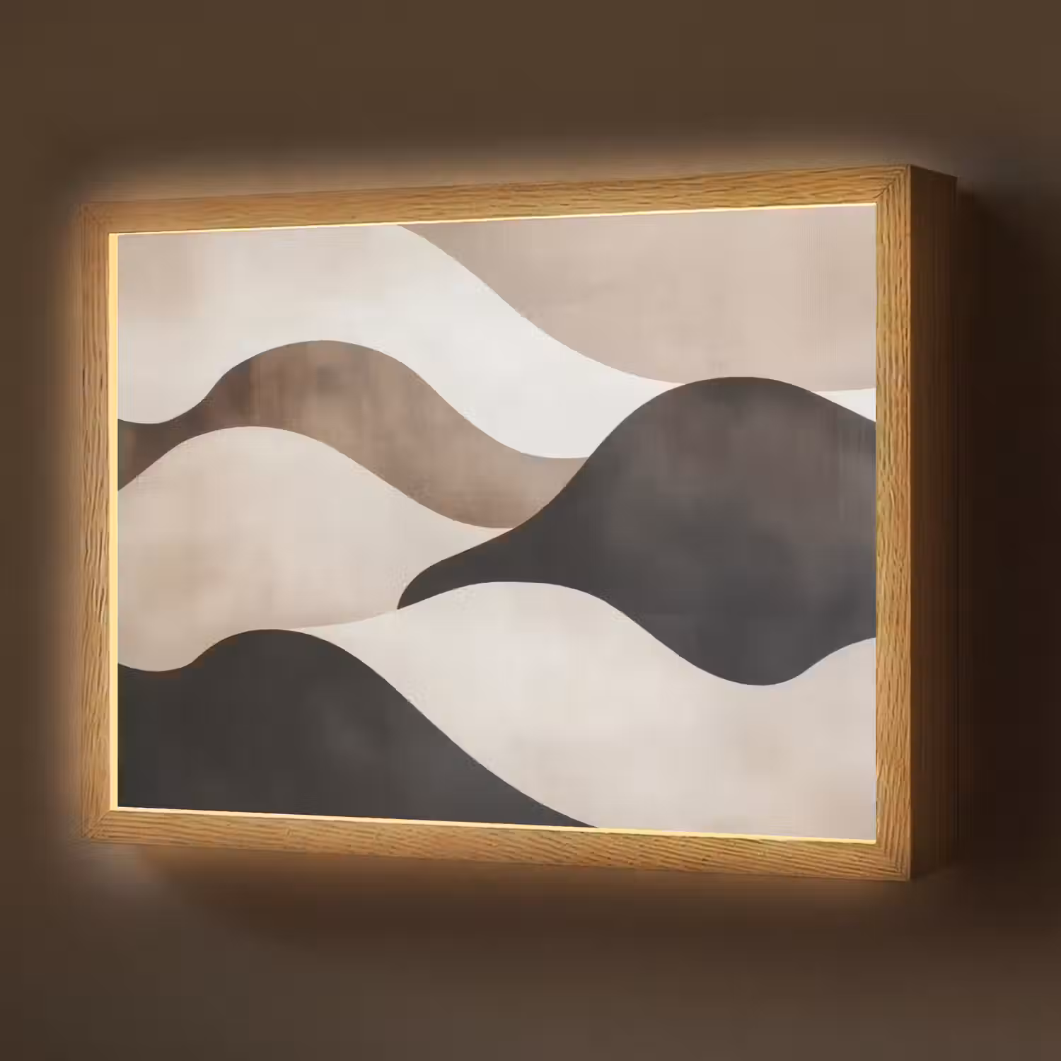 Golven - Abstract - Beige Light Box met batterij (Wandlamp) middel -z3d_website