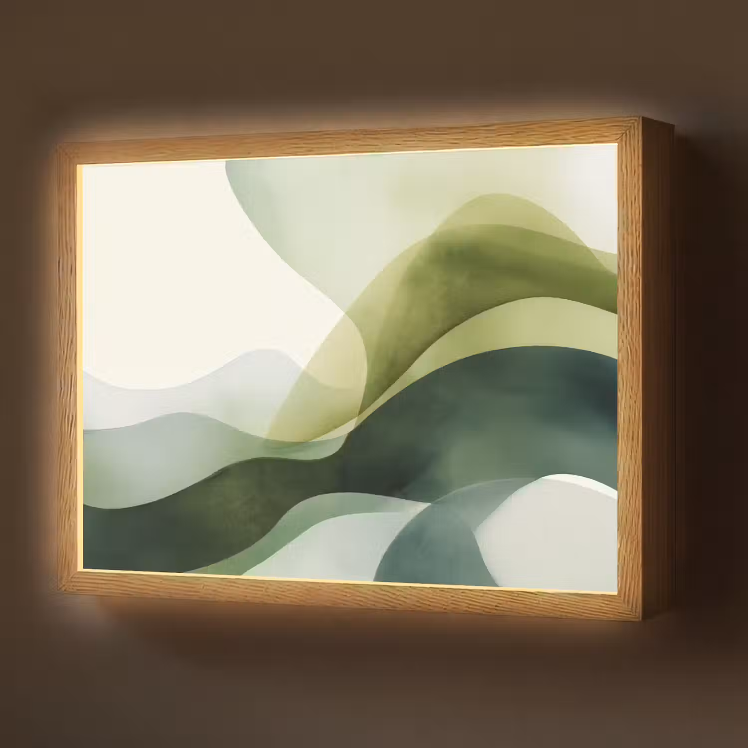 Golven - Abstract - Lichtgroen - Sierlijk Light Box met batterij (Wandlamp) middel -z3d_website