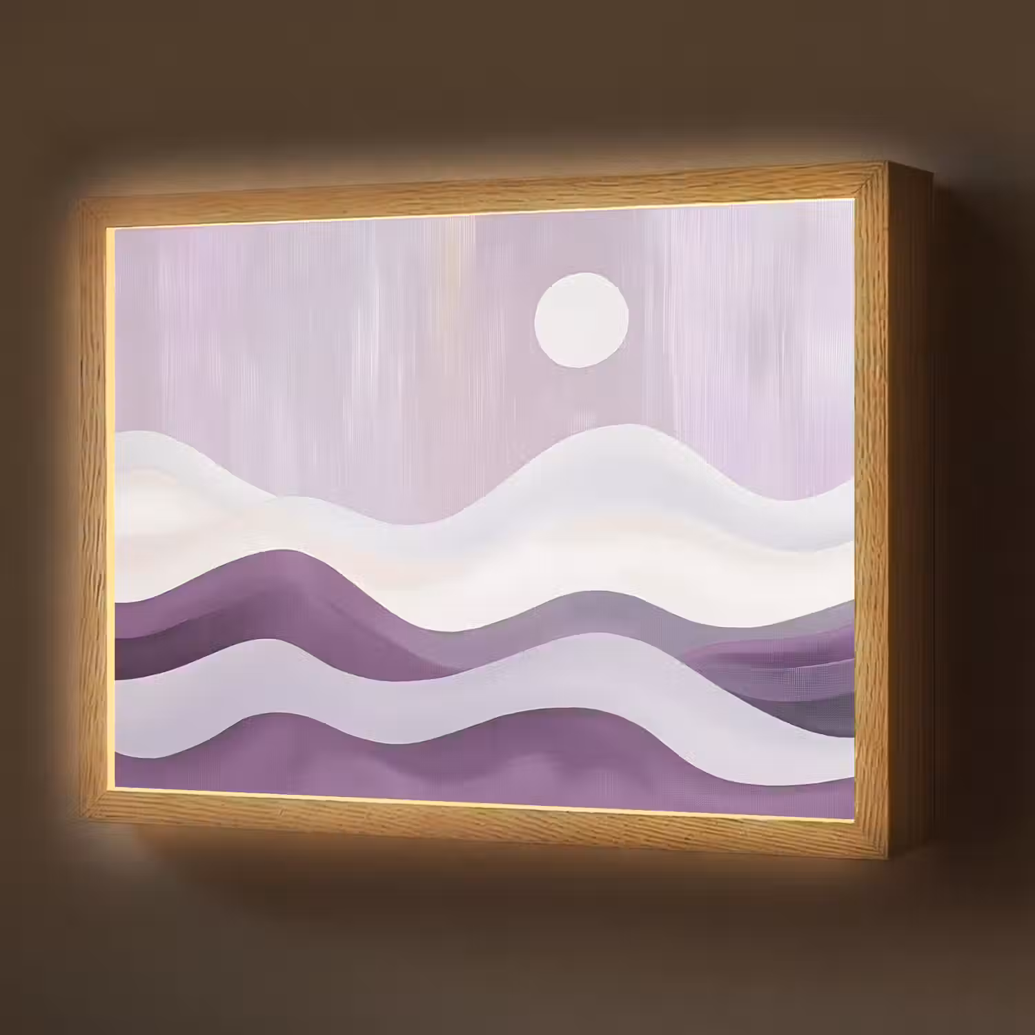 Golven - Heuvels - Abstract - Paars Light Box met batterij (Wandlamp) middel -z3d_website