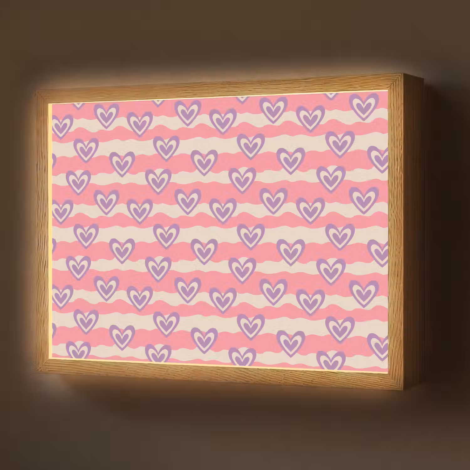 Golven - Patroon - Hartjes - Retro Light Box met batterij (Wandlamp) middel 907 -z3d_website