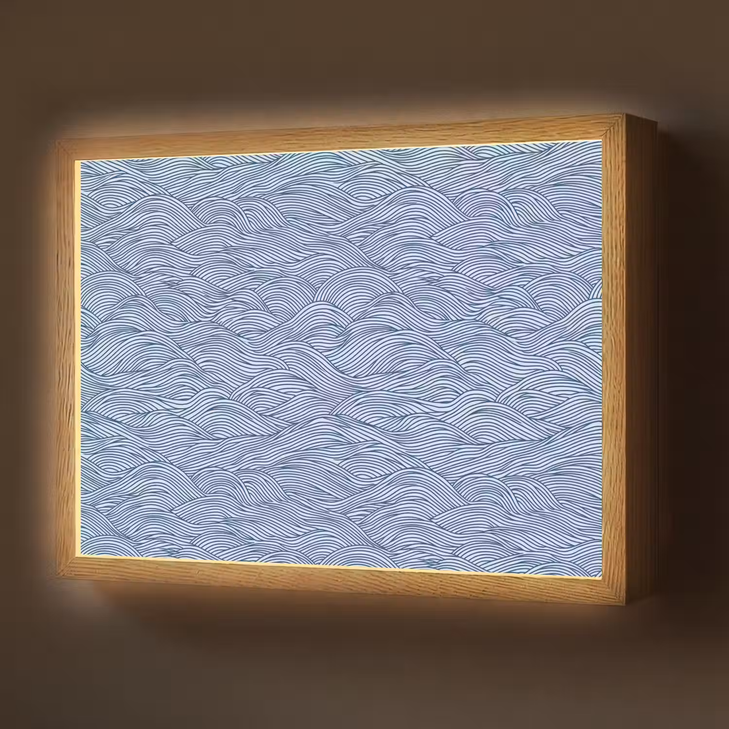 Golven - Ritmisch - Blauw Light Box met batterij (Wandlamp) middel 907 -z3d_website
