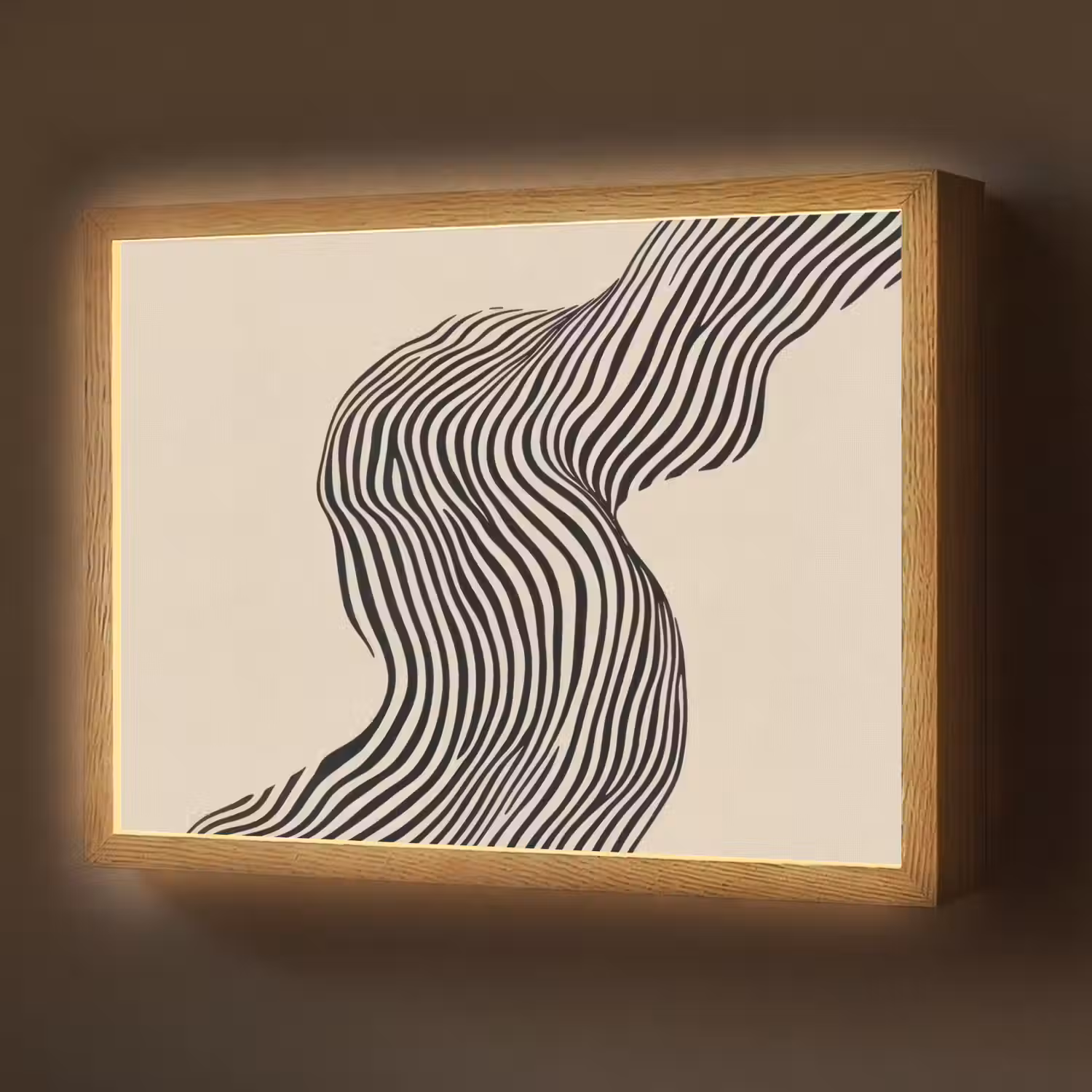 Golvend - Lijnen - Abstract - Silhouet Light Box met batterij (Wandlamp) middel -z3d_website