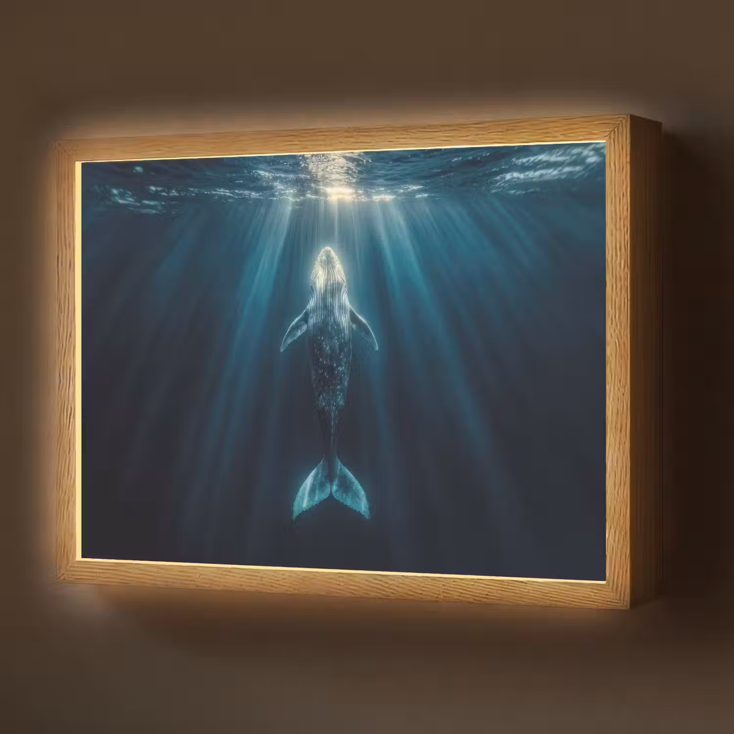 Walvis - Water - Zonnestralen - Blauw Light Box met batterij (Wandlamp) middel -z3d_website