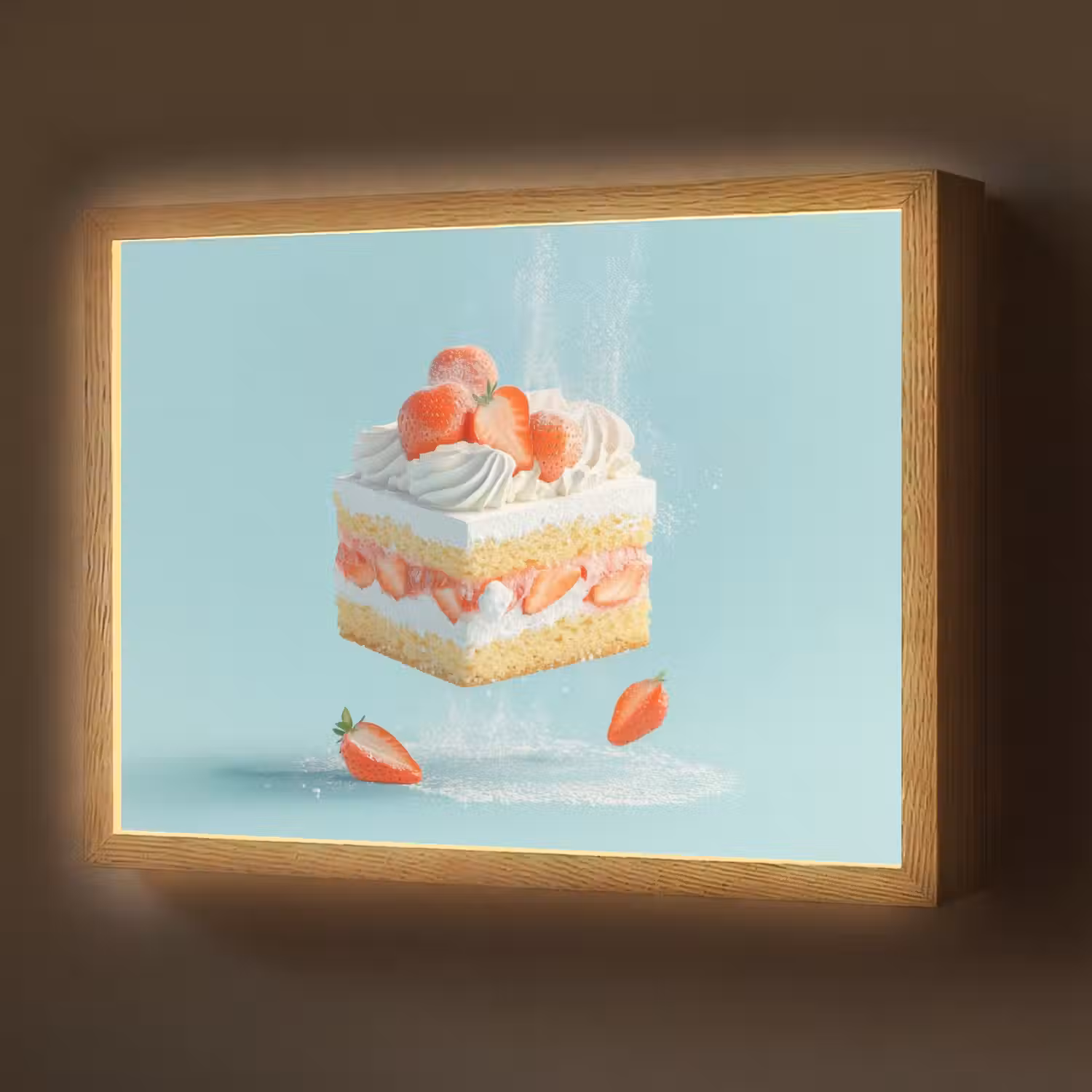 Slagroom - Taart - Blauw - Eten Light Box met batterij (Wandlamp) middel -z3d_website