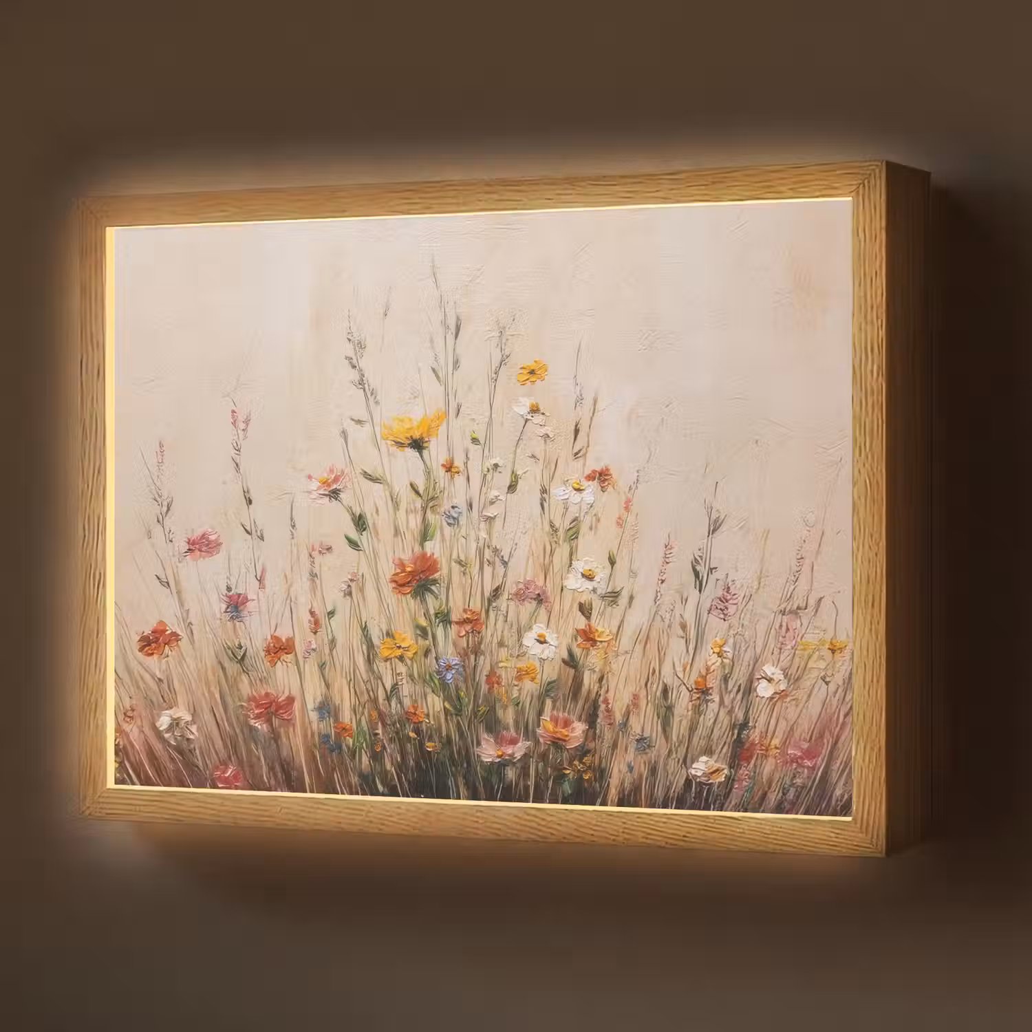 Wilde bloemen - Penseelstreken - Rustgevend Light Box met batterij (Wandlamp) middel -z3d_website