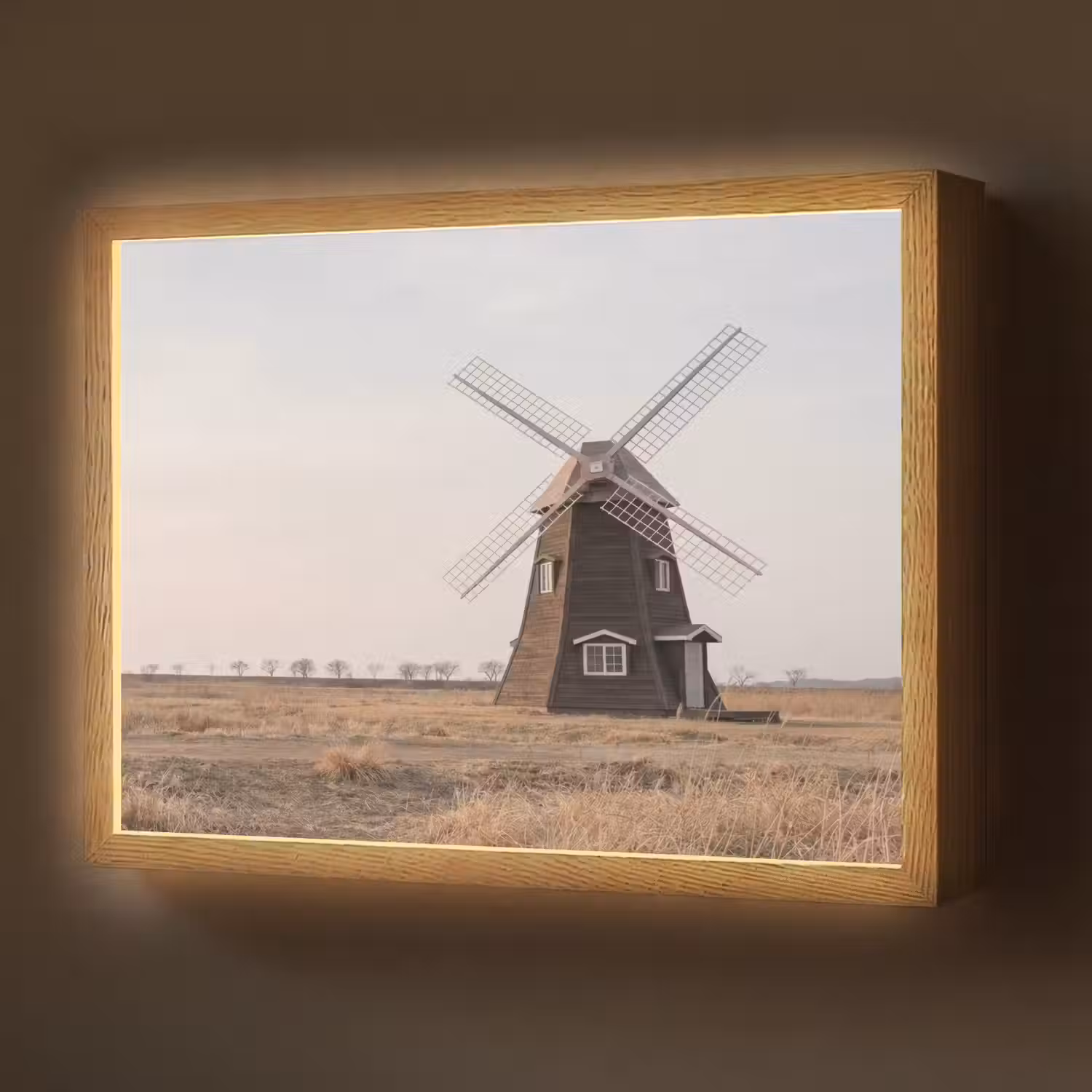 Windmolens - Landschap - Veld Light Box met batterij (Wandlamp) middel -z3d_website