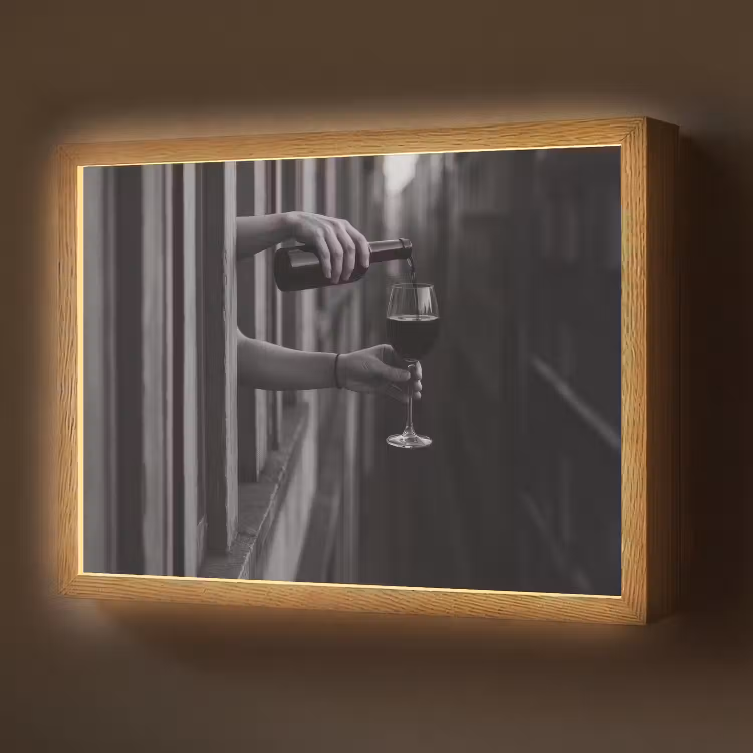 Wijnfles - Glas - Handen - Raam Light Box met batterij (Wandlamp) middel -z3d_website