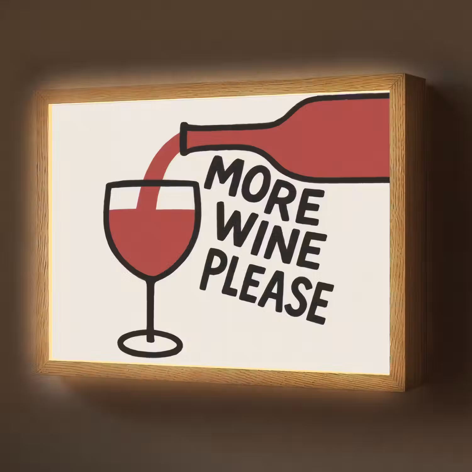 Wijnfles - Quote - Rood - Glas Light Box met batterij (Wandlamp) middel -z3d_website